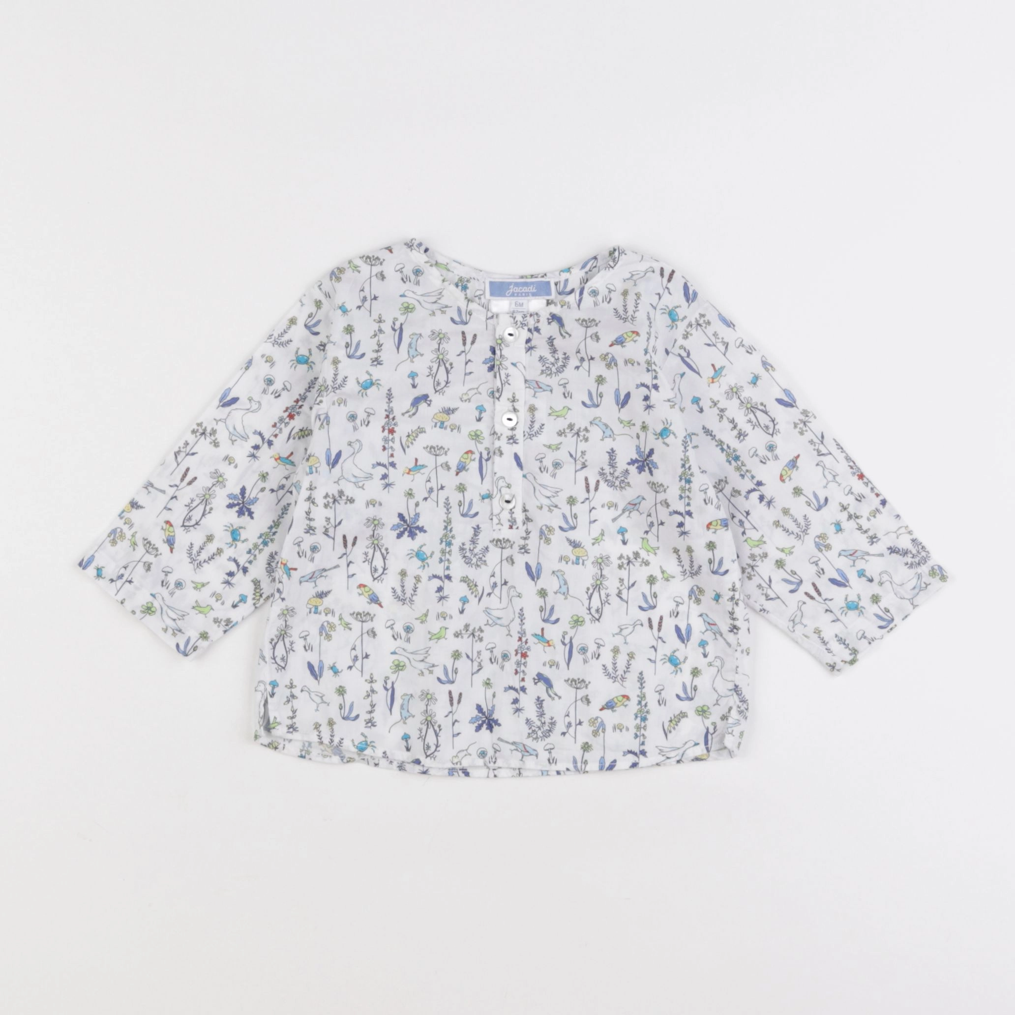 Jacadi - blouse blanc, bleu - 6 mois