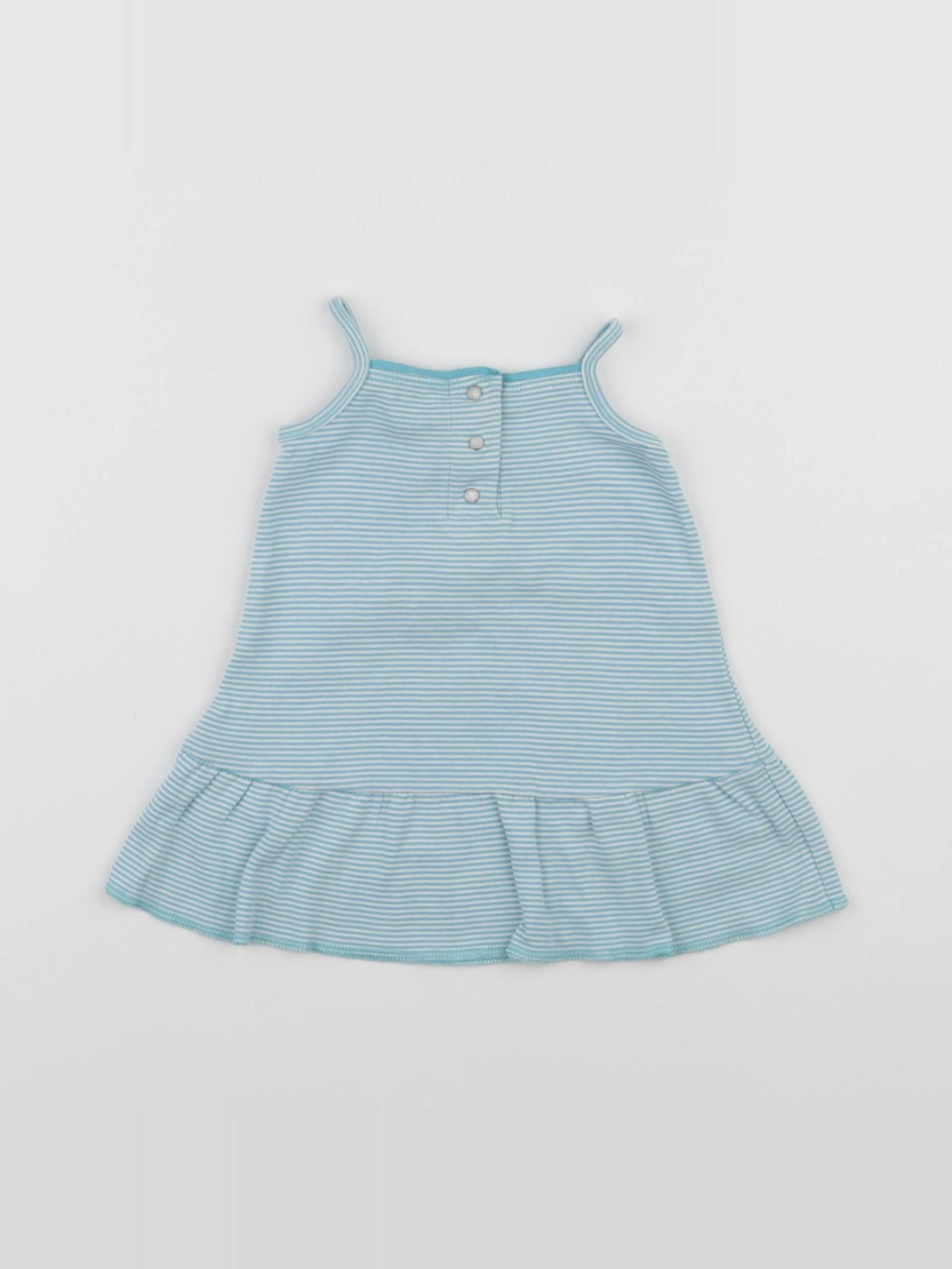 Petit Bateau - robe blanc, bleu - 3 mois