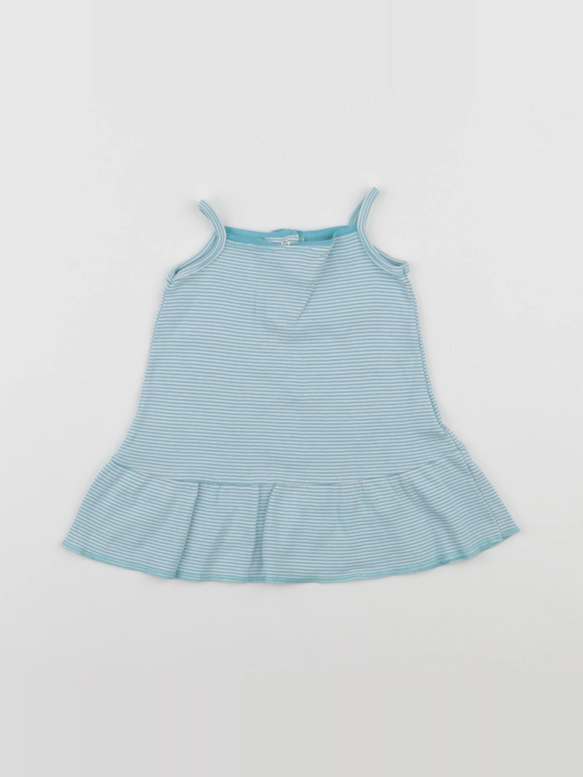 Petit Bateau - robe blanc, bleu - 3 mois