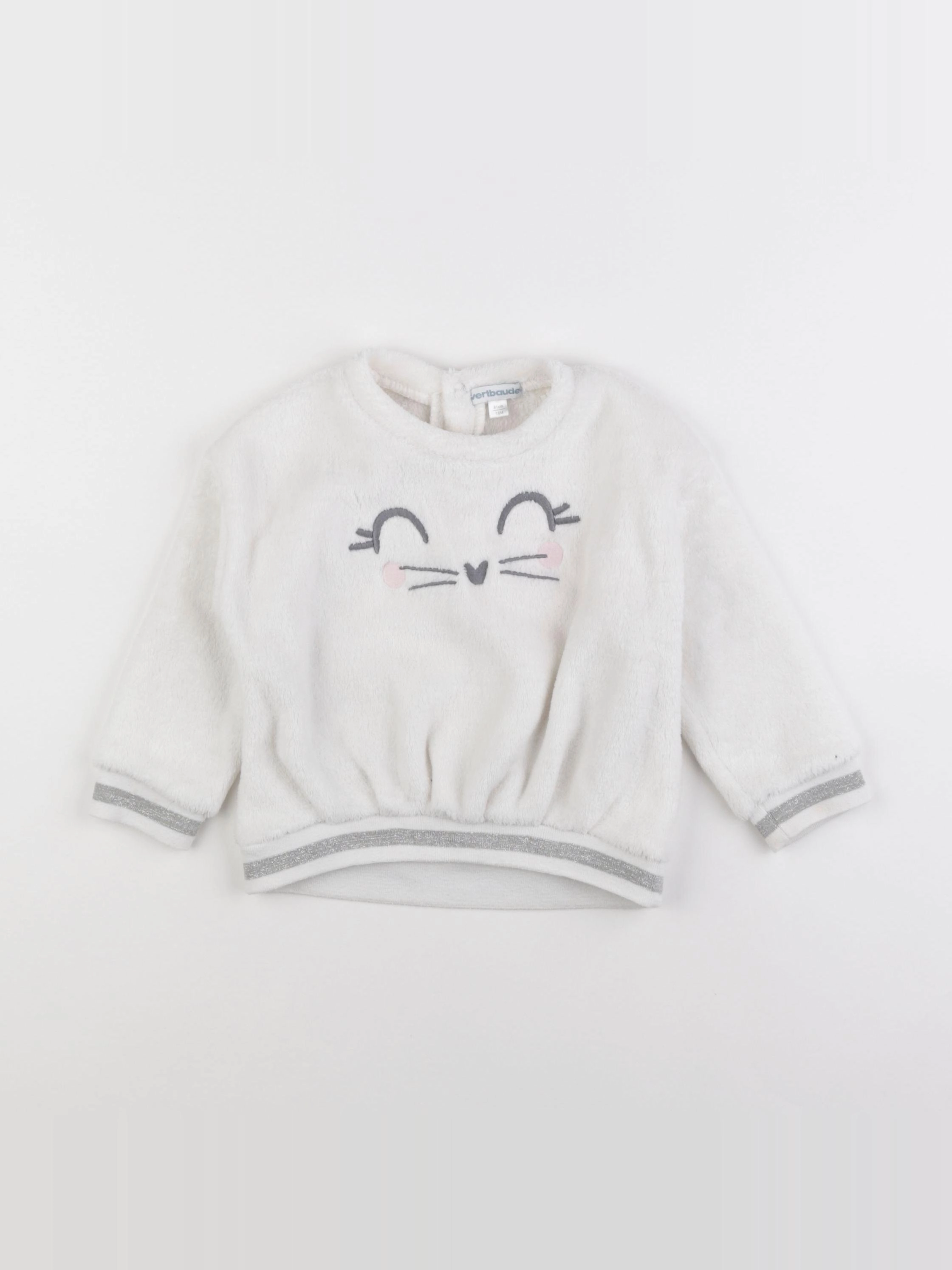 Vertbaudet - pull argent, blanc - 18 mois