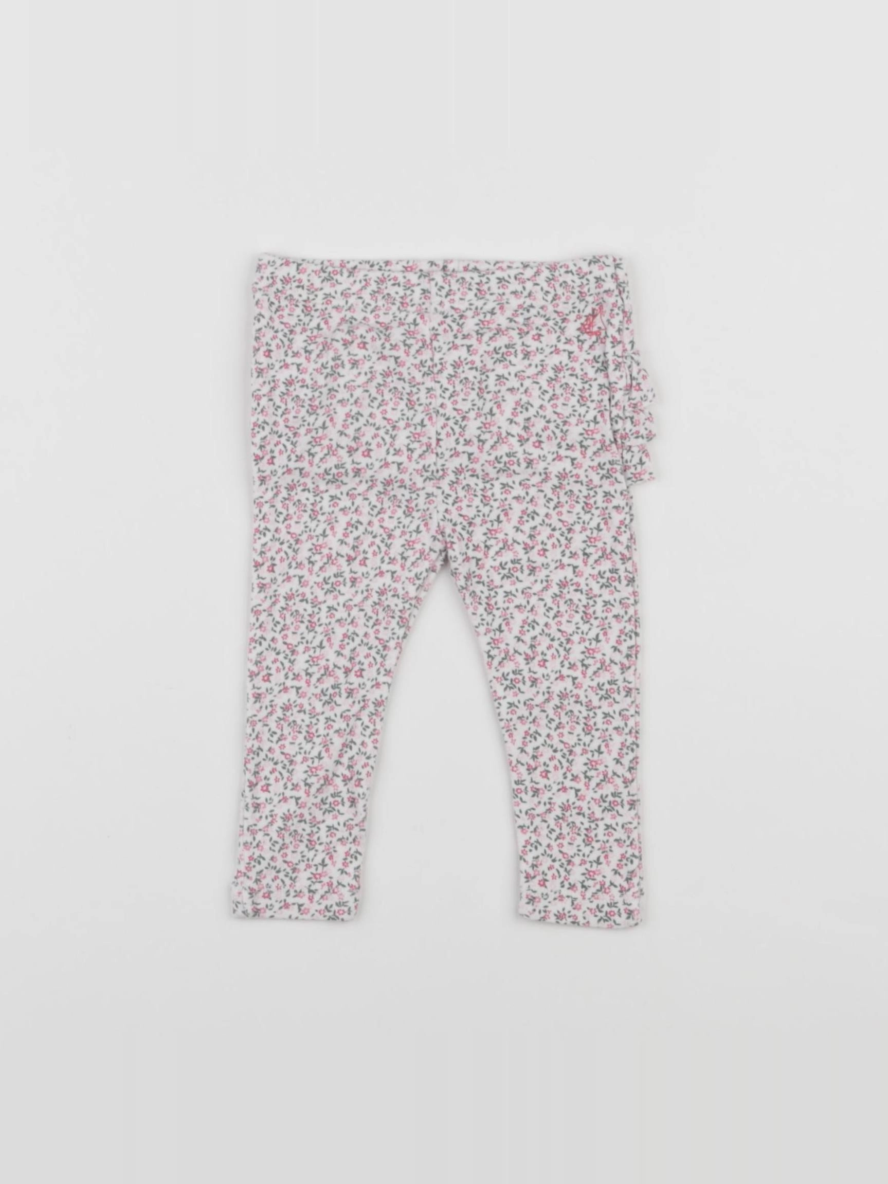 Petit Bateau - legging volants au dos blanc, rose - 6 mois