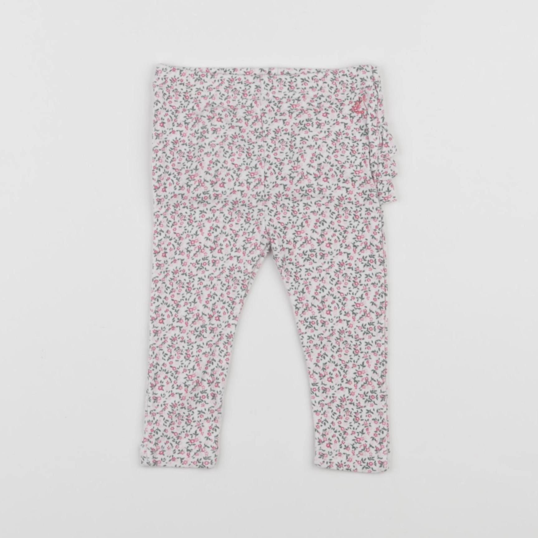 Petit Bateau - legging volants au dos blanc, rose - 6 mois