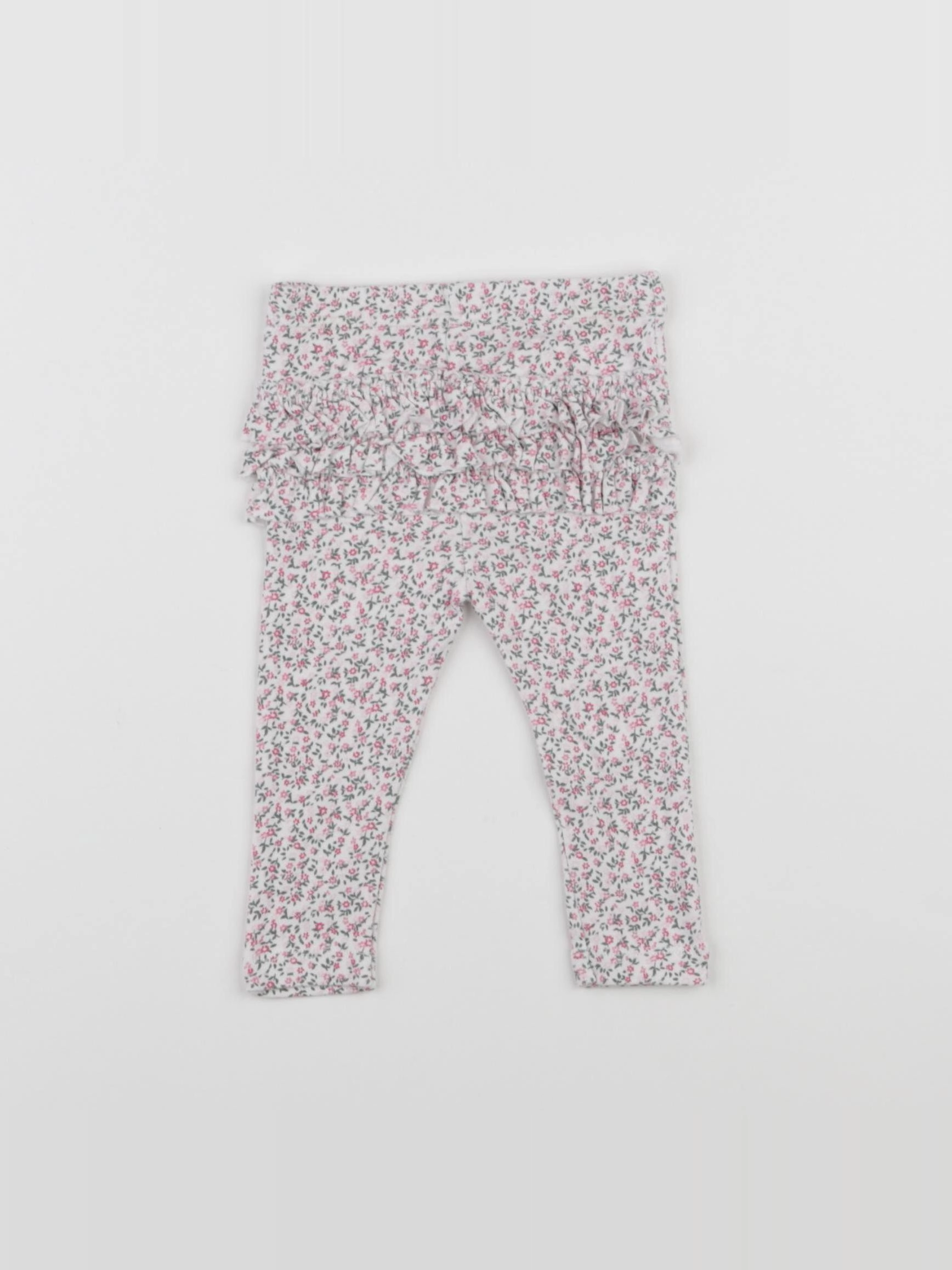 Petit Bateau - legging volants au dos blanc, rose - 6 mois