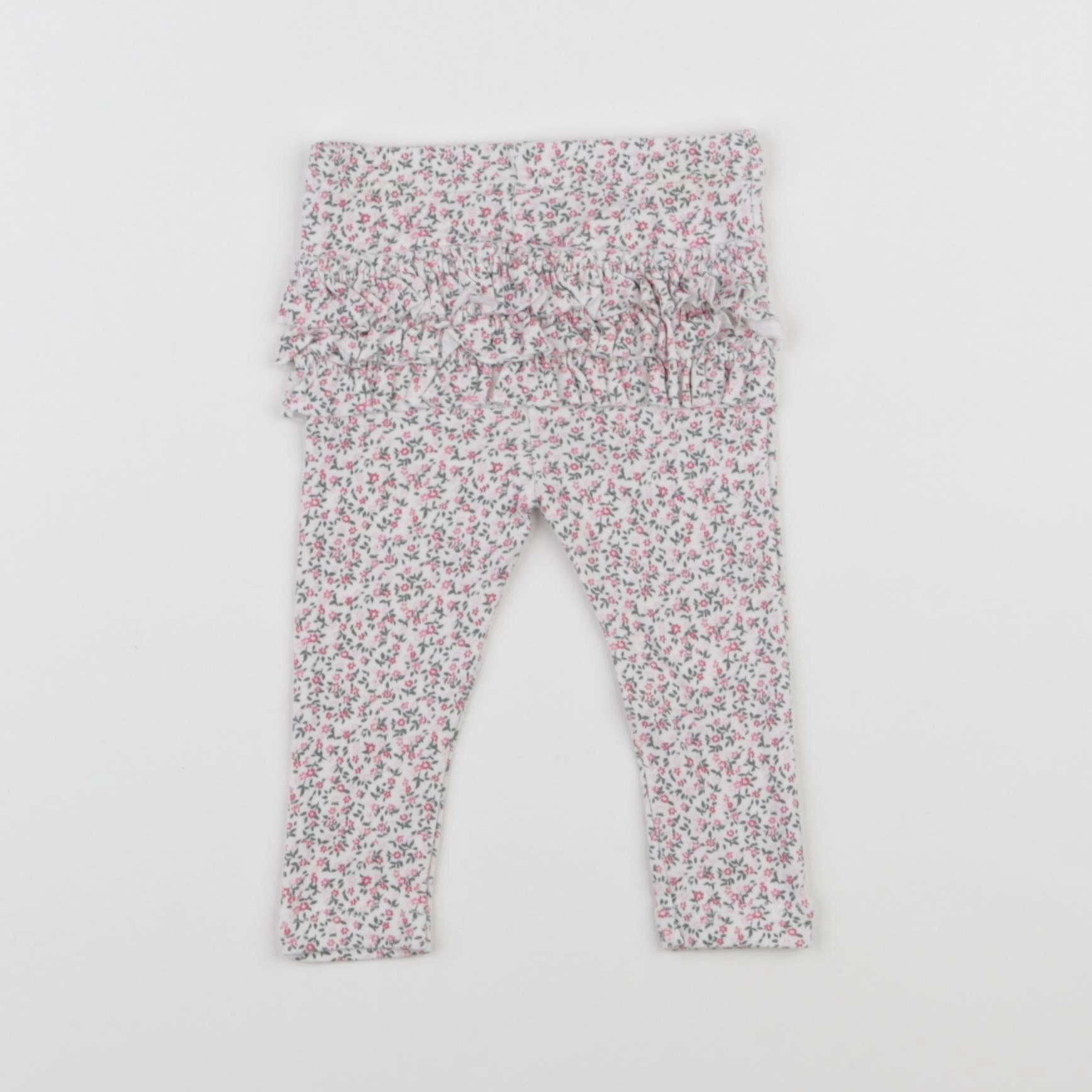 Petit Bateau - legging volants au dos blanc, rose - 6 mois