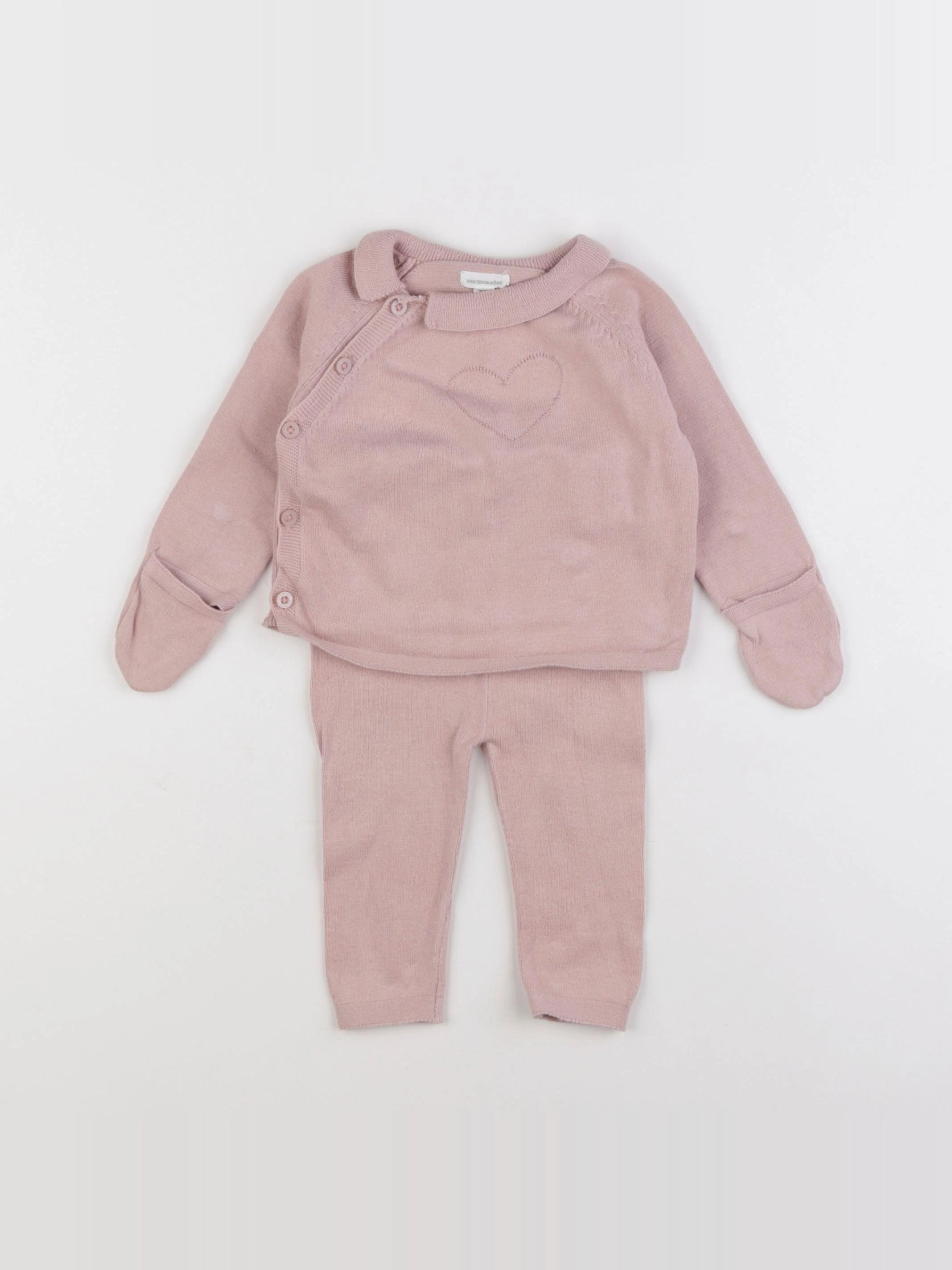 Vertbaudet - ensemble rose - 6 mois