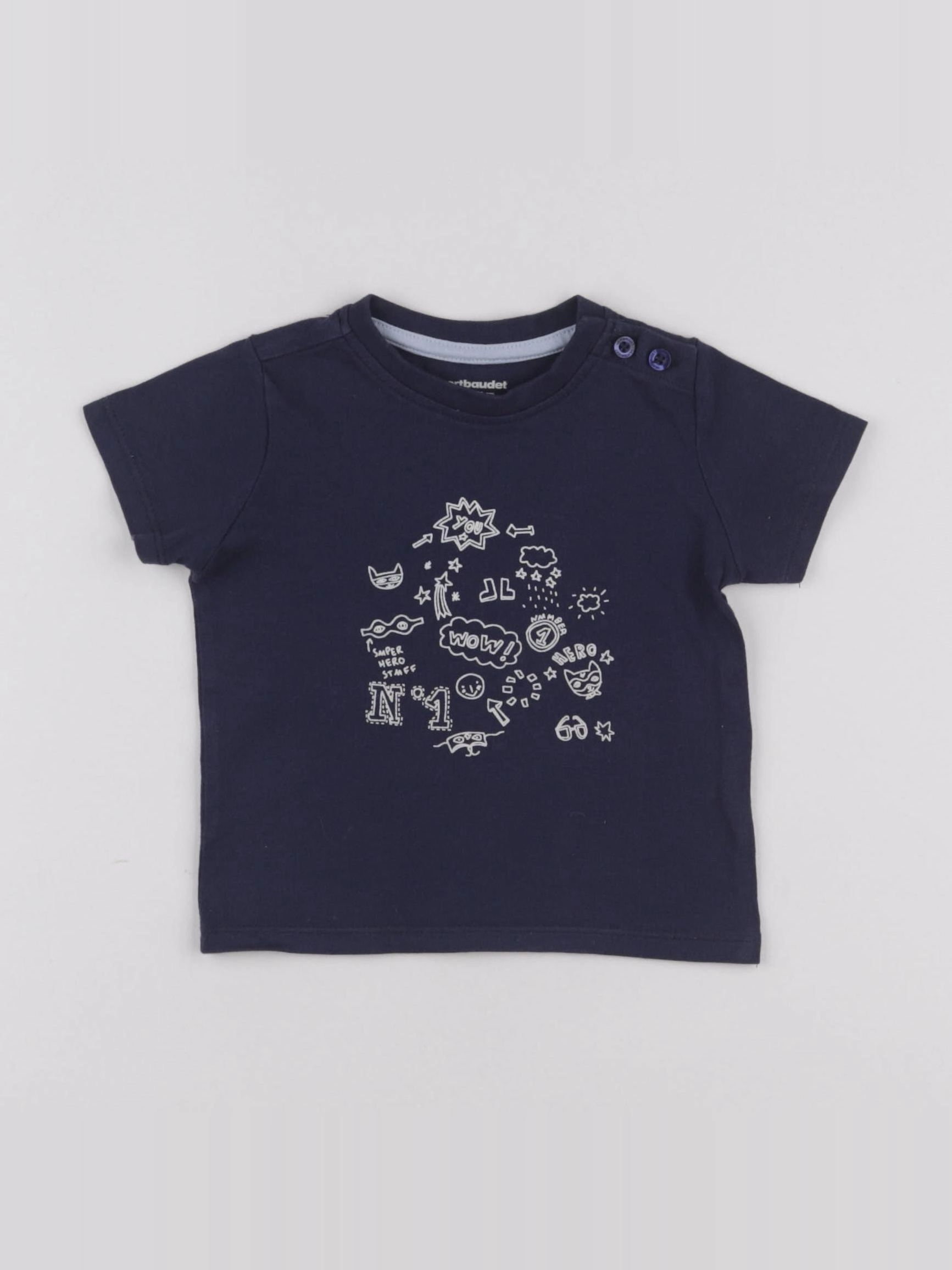Vertbaudet - tee-shirt bleu - 9 mois