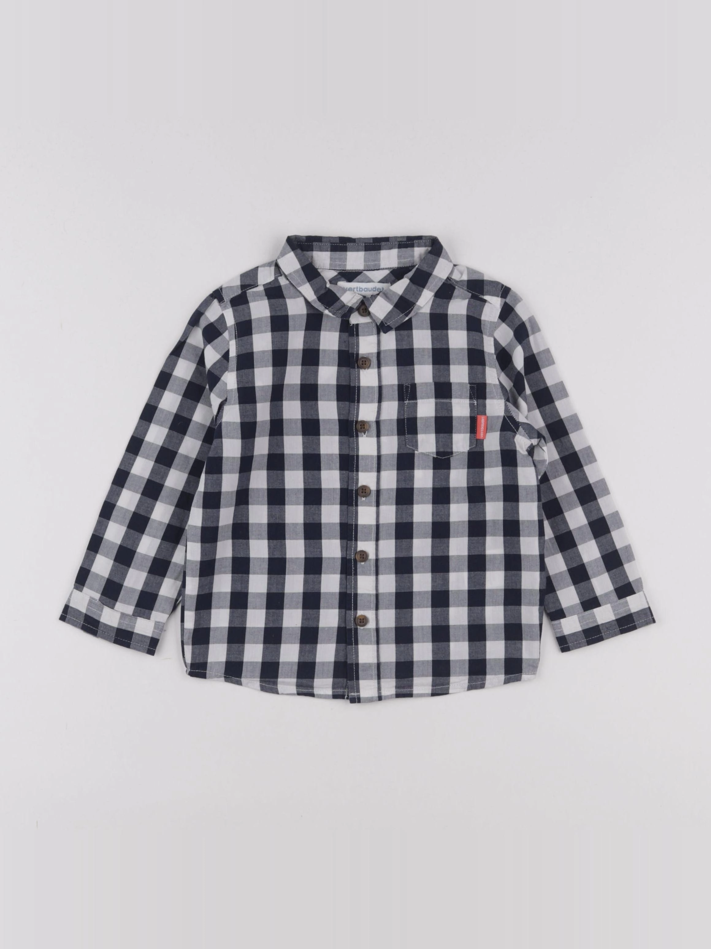 Vertbaudet - chemise bleu, blanc - 2 ans