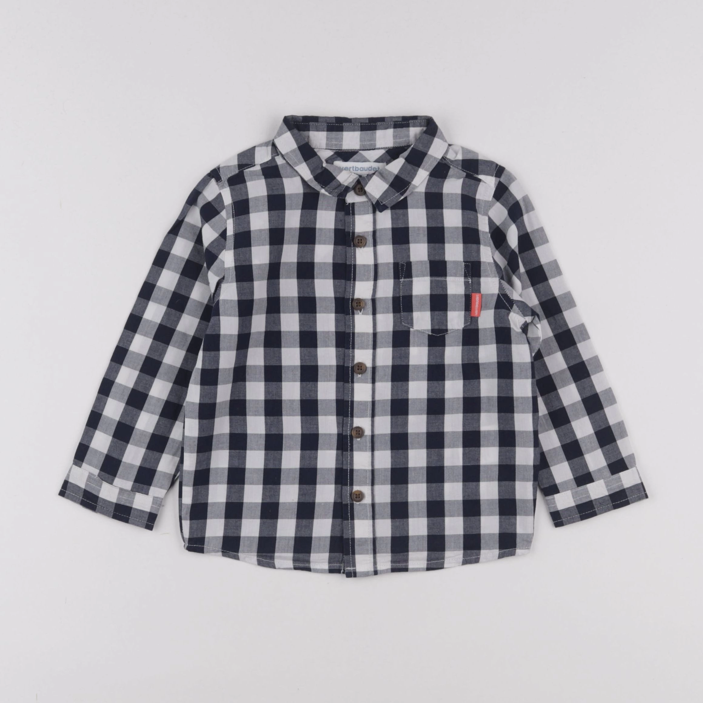 Vertbaudet - chemise bleu, blanc - 2 ans