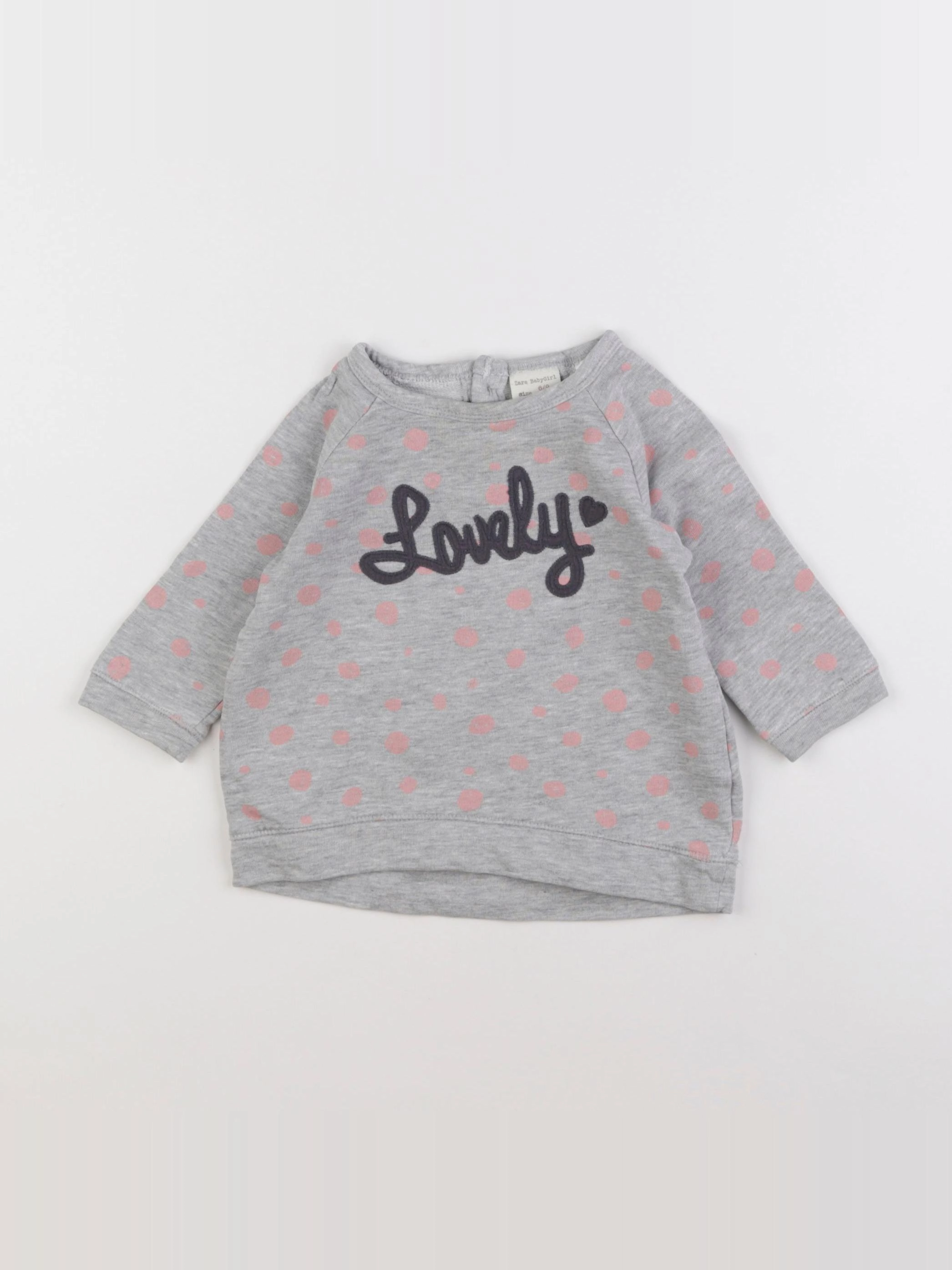 Zara - sweat gris - 6/9 mois