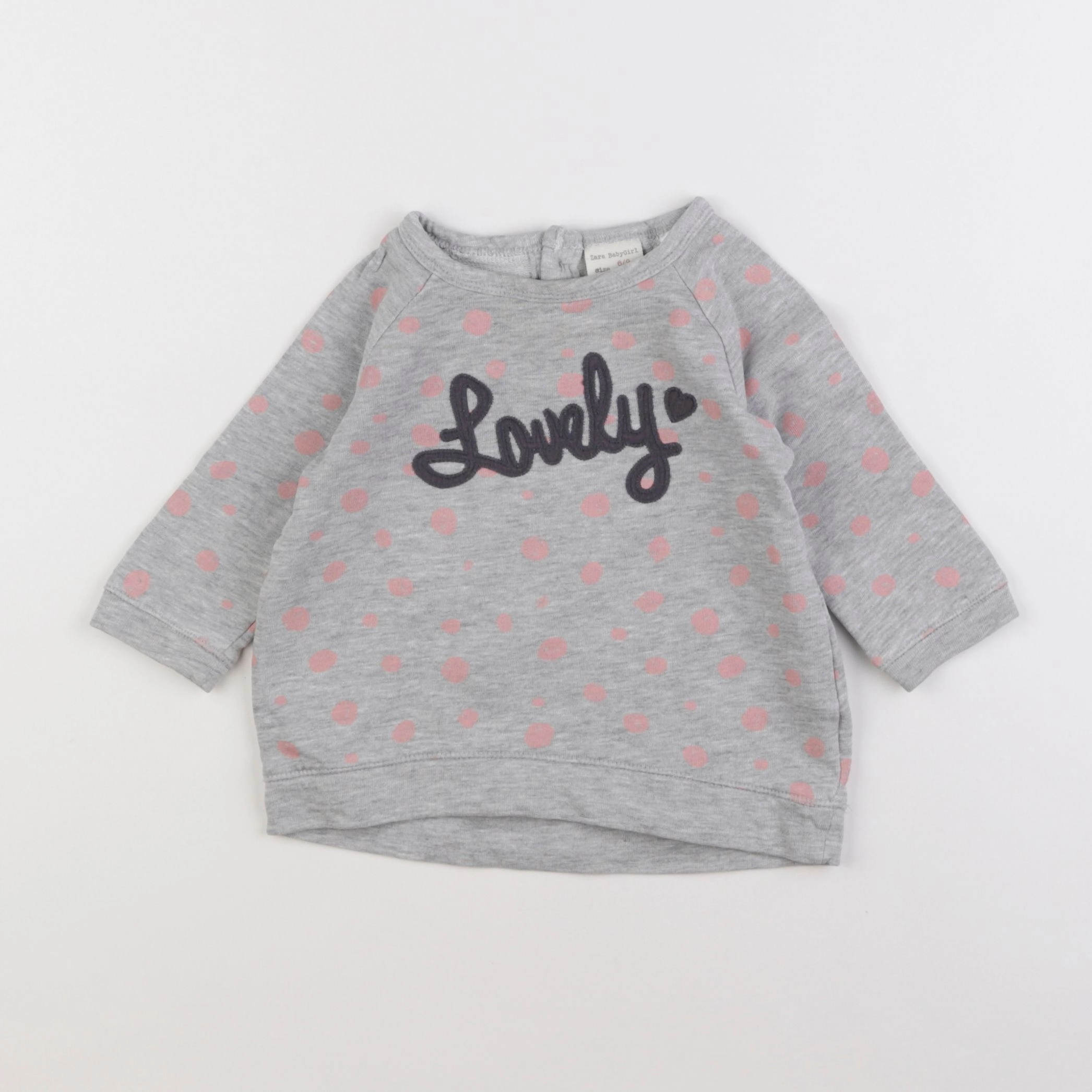 Zara - sweat gris - 6/9 mois