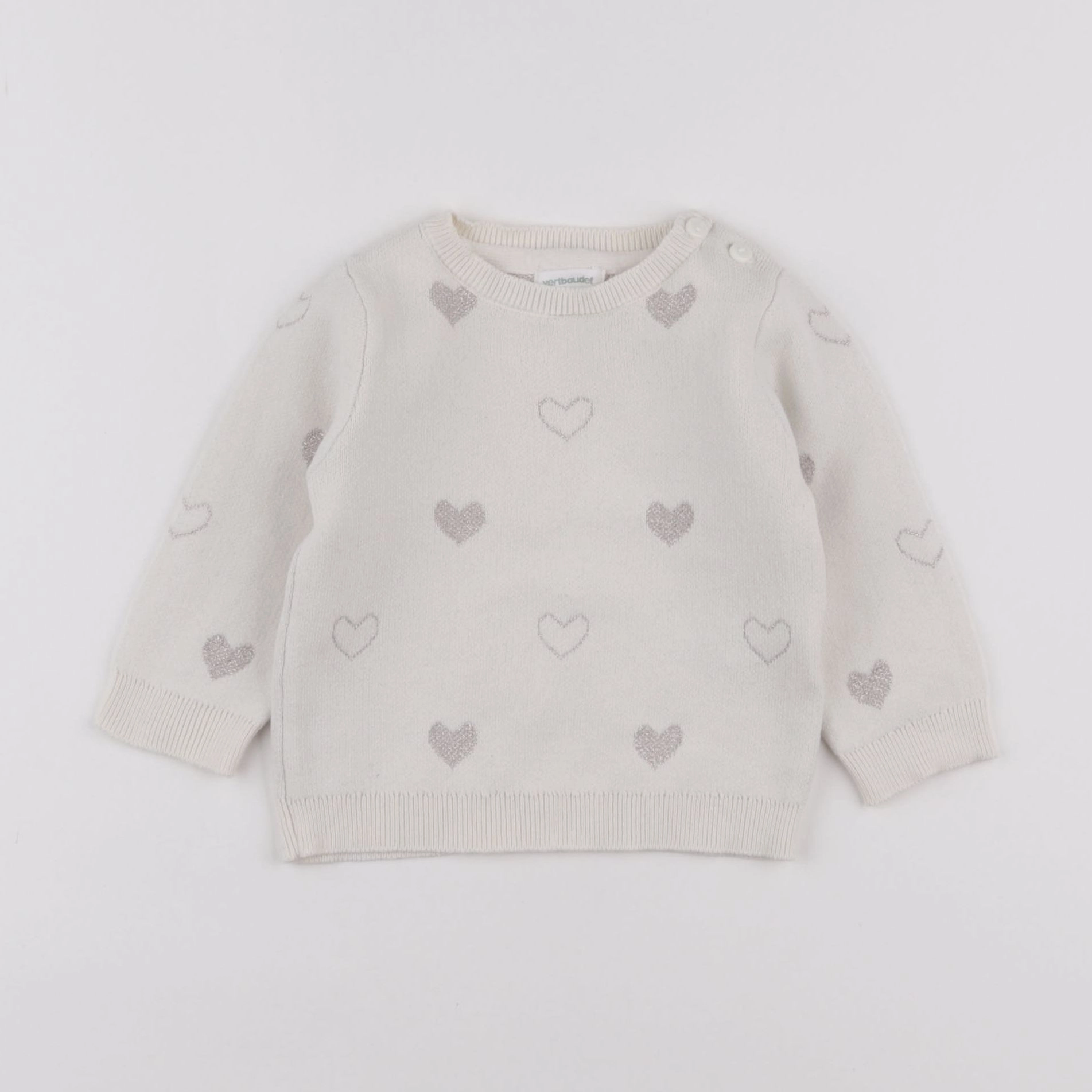 Vertbaudet - pull beige, or - 6 mois