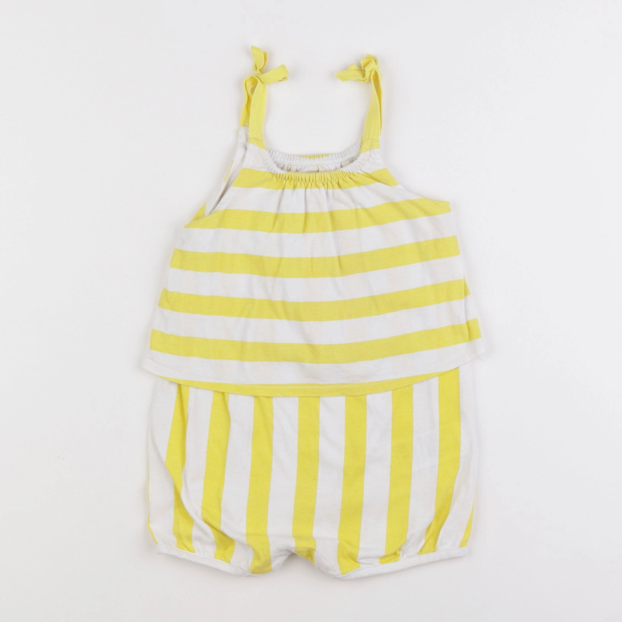 Vertbaudet - combinaison jaune, blanc - 18 mois