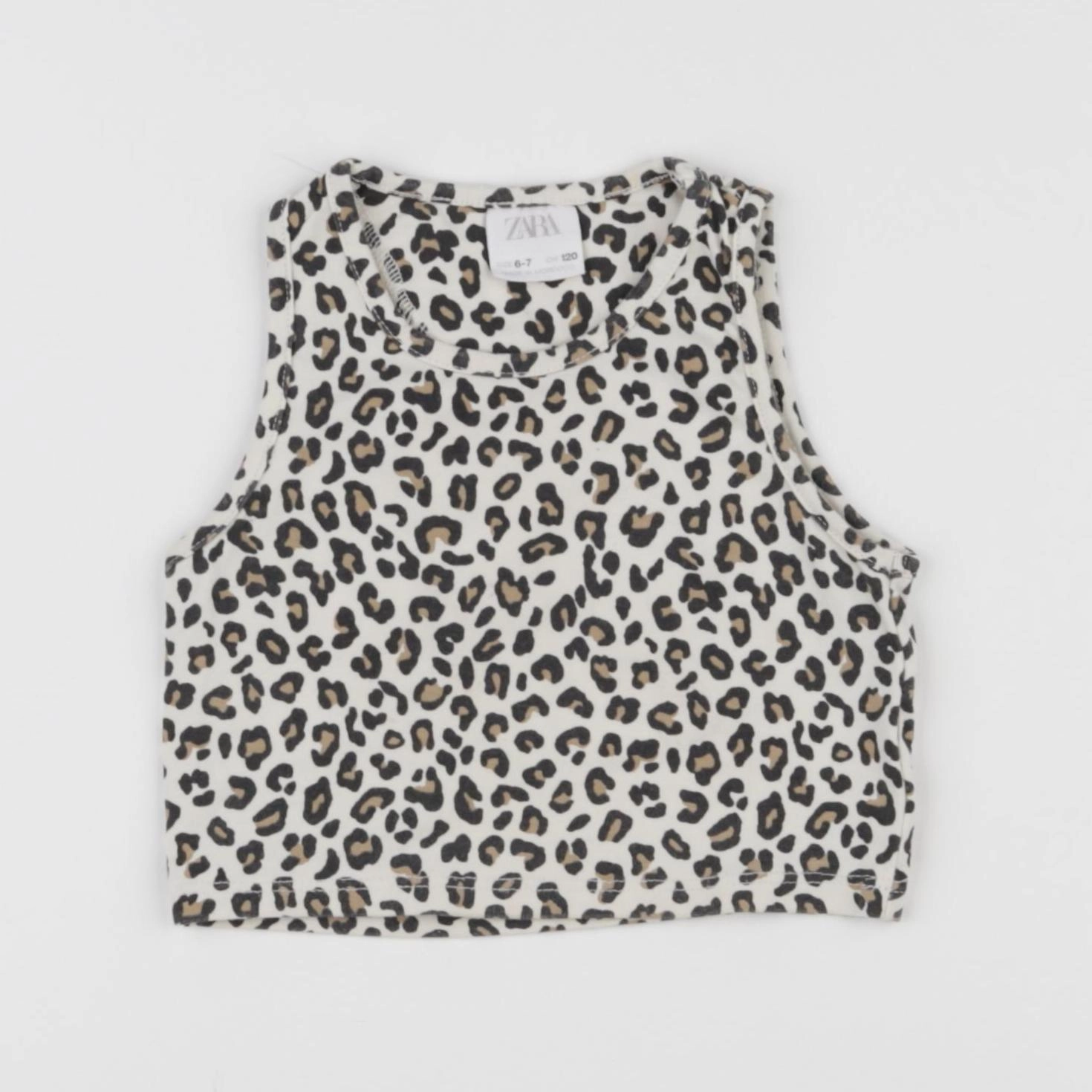 Zara - crop-top beige, marron - 6/7 ans