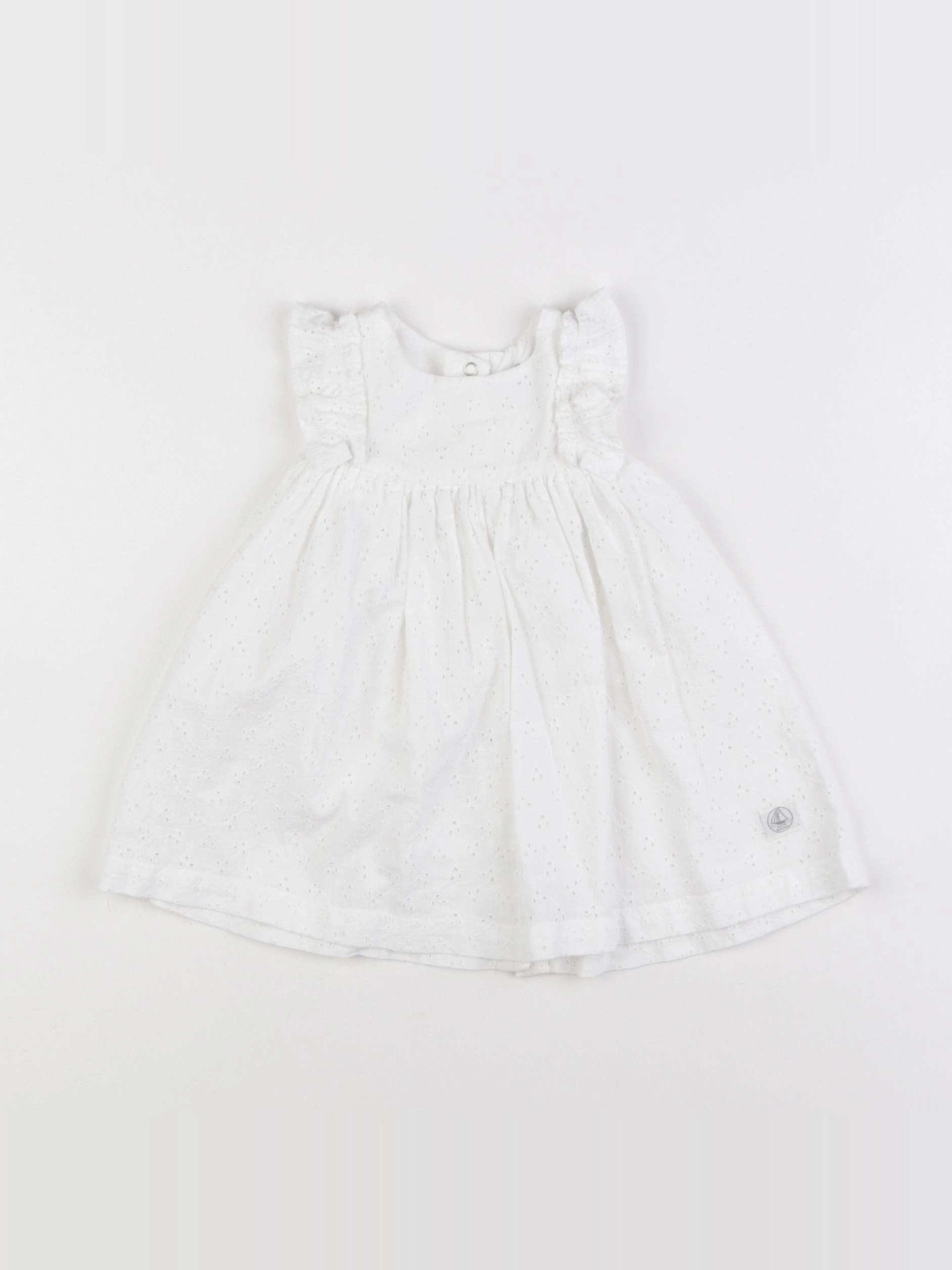 Petit Bateau - robe blanc - 6 mois