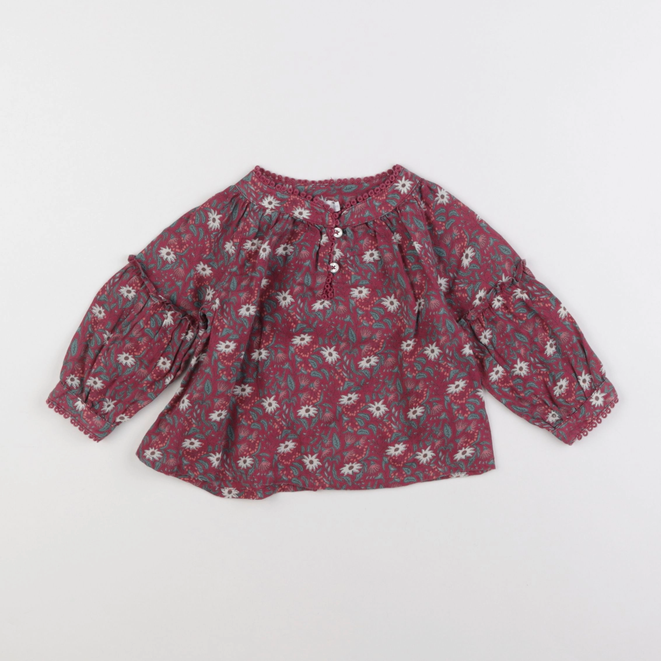 Boutchou - blouse rouge - 9 mois