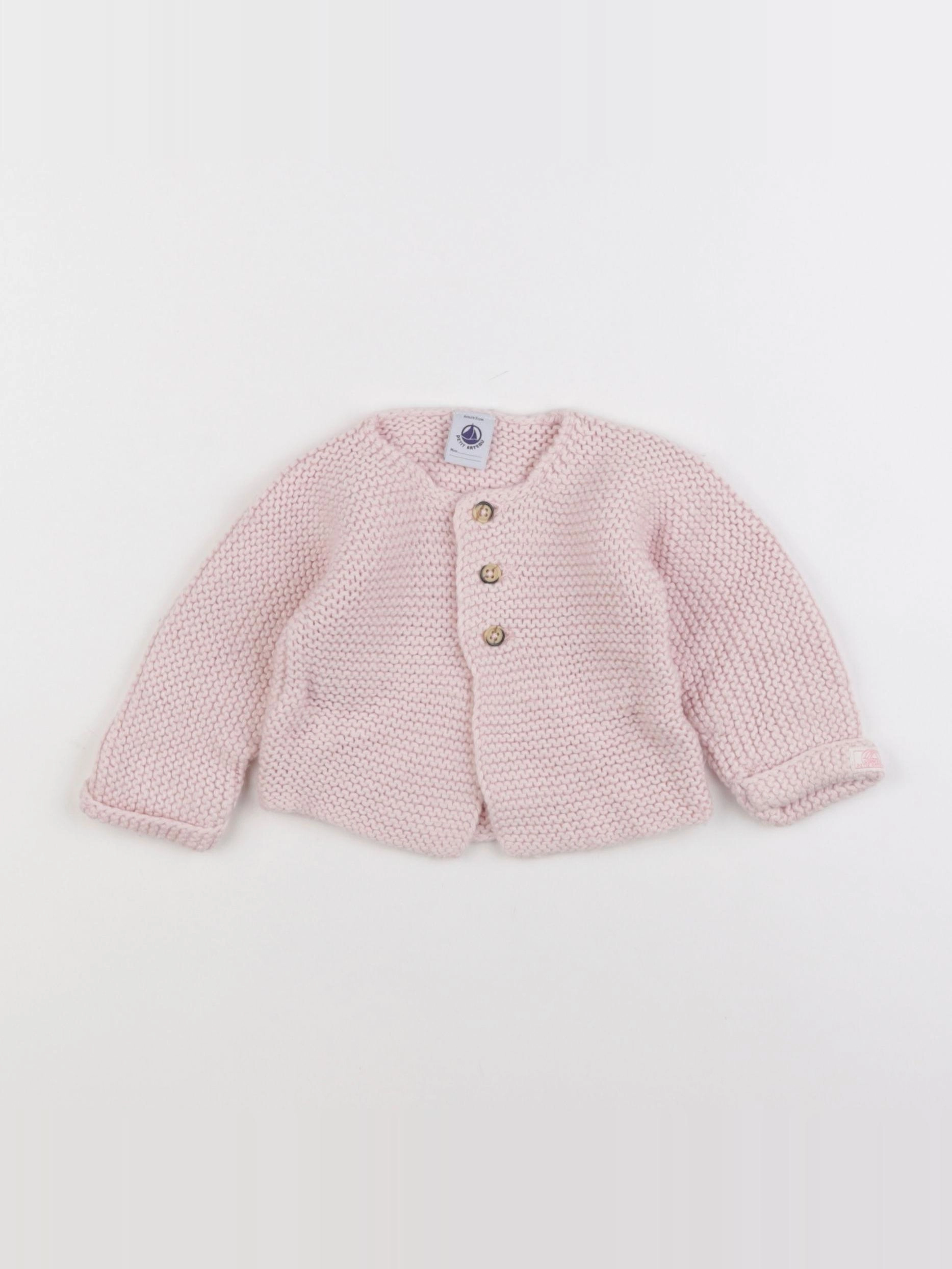Petit Bateau - gilet rose - 6 mois