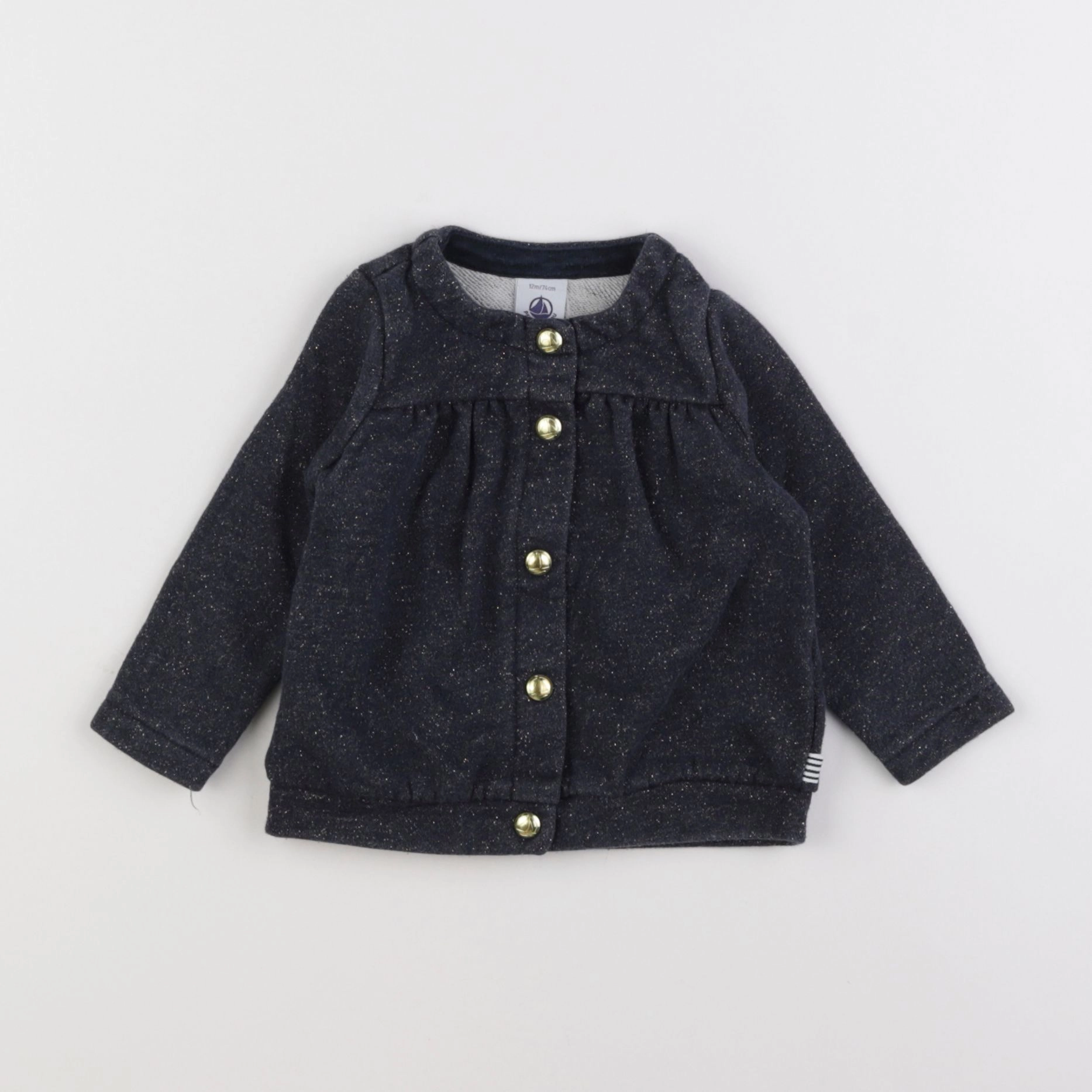 Petit Bateau - sweat bleu, or - 12 mois