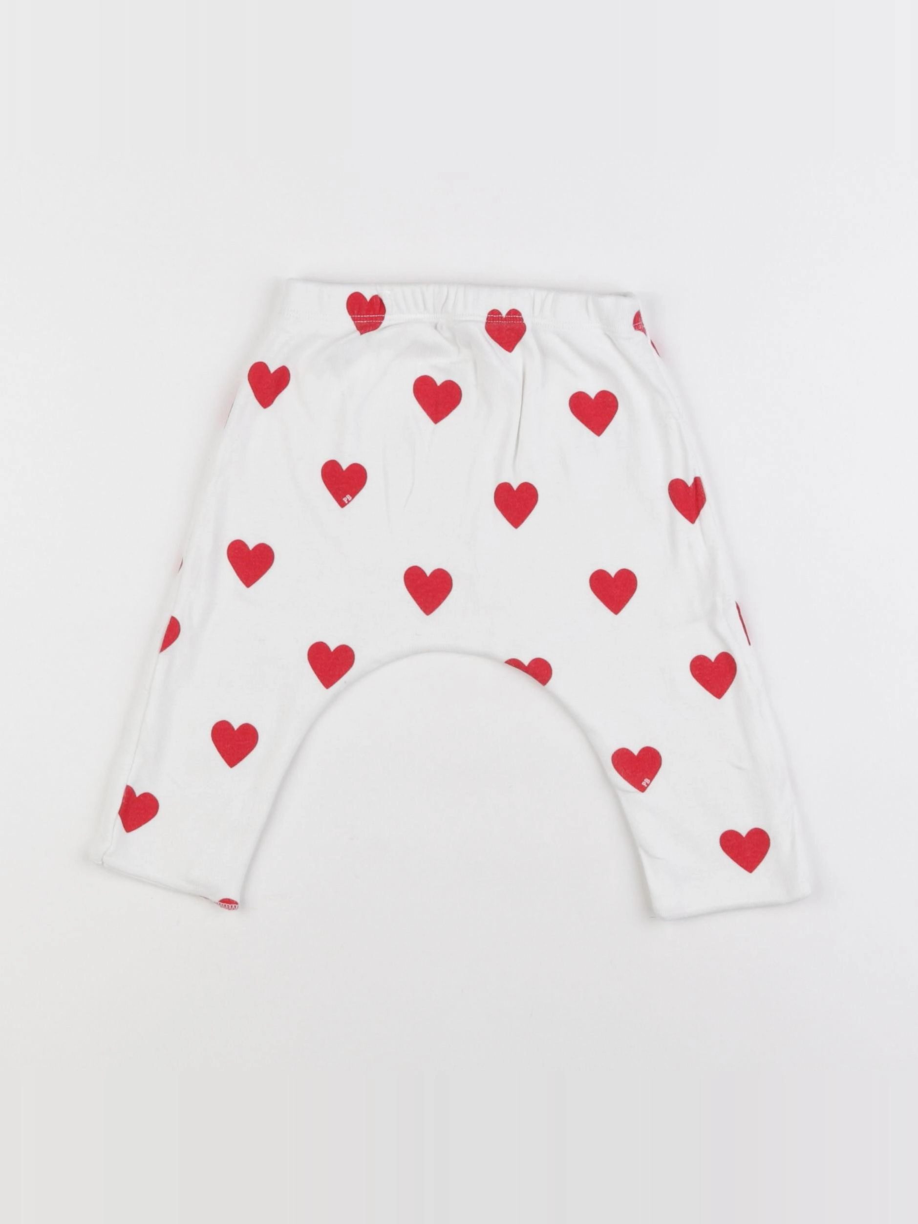 Petit Bateau - sarouel blanc, rouge - 6 mois