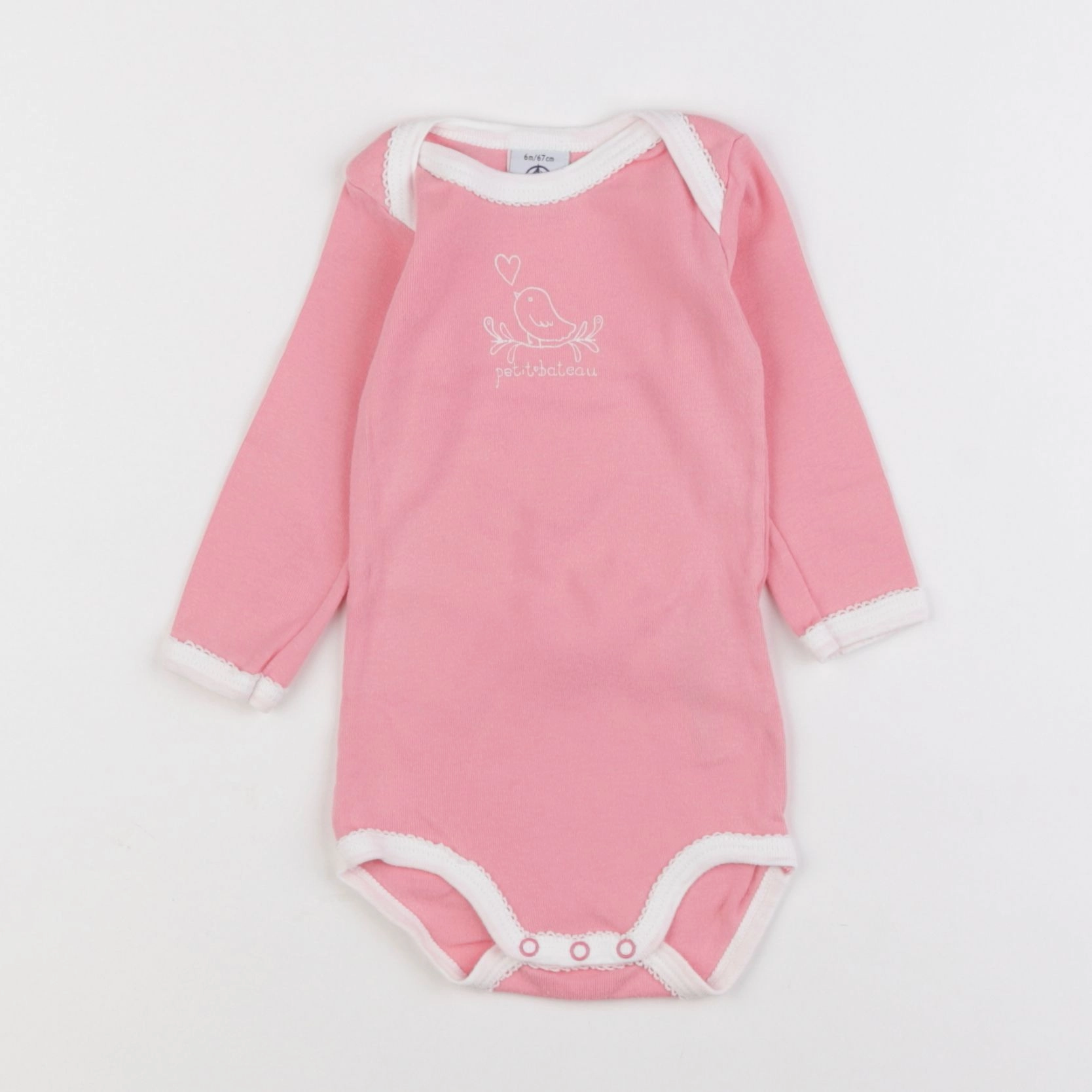 Petit Bateau - body rose - 6 mois
