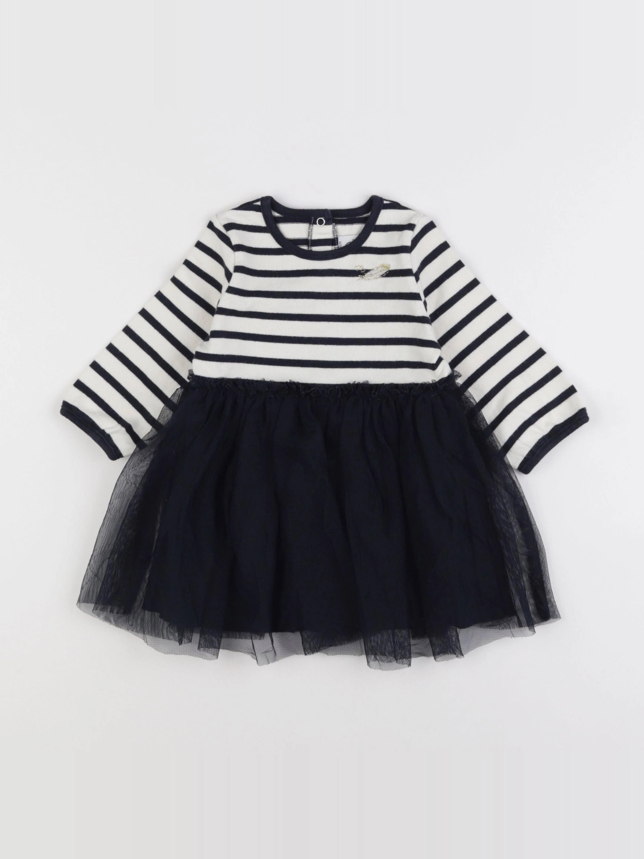 Petit Bateau - robe blanc, noir - 12 mois