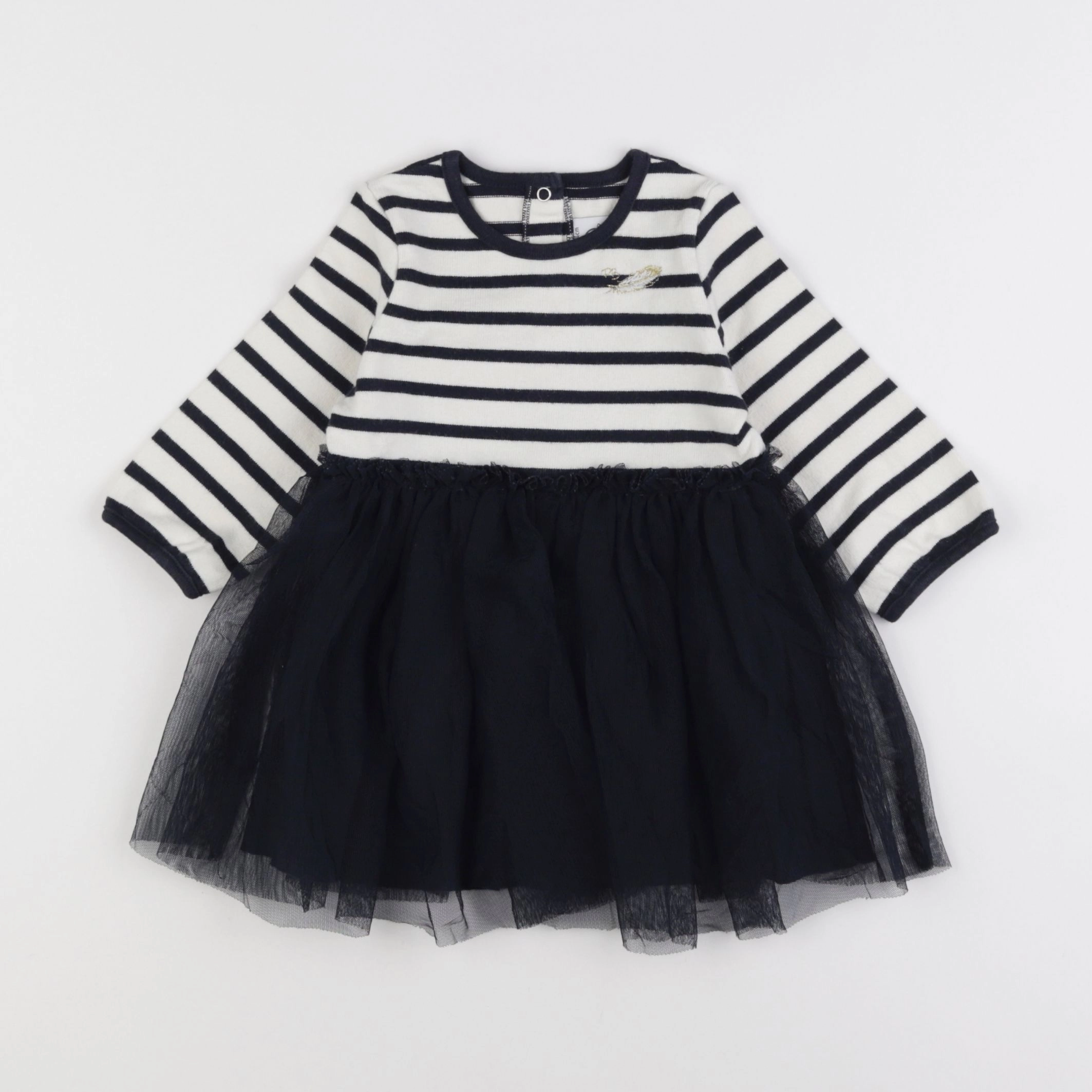 Petit Bateau - robe blanc, noir - 12 mois