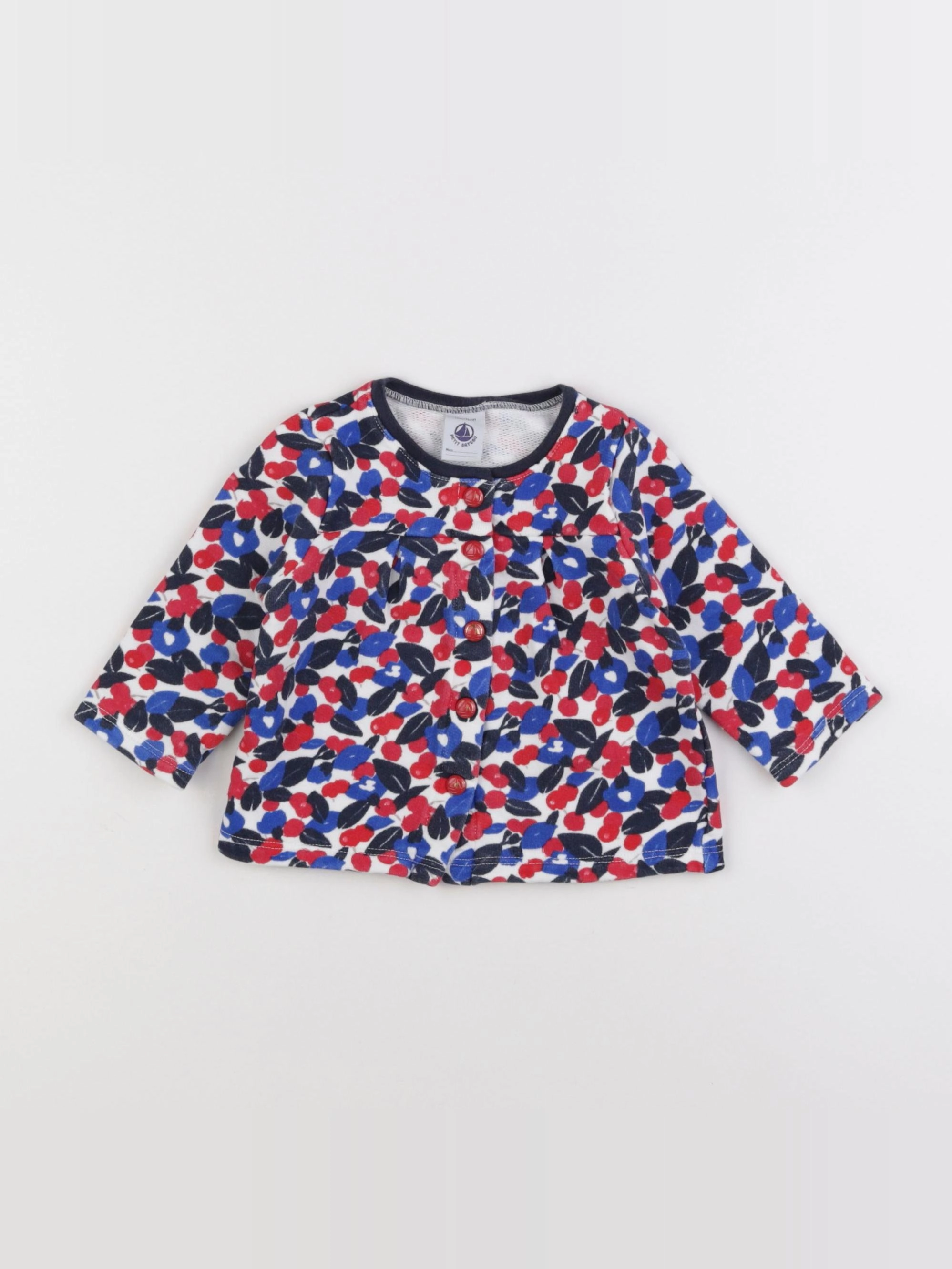 Petit Bateau - gilet bleu, rouge - 12 mois