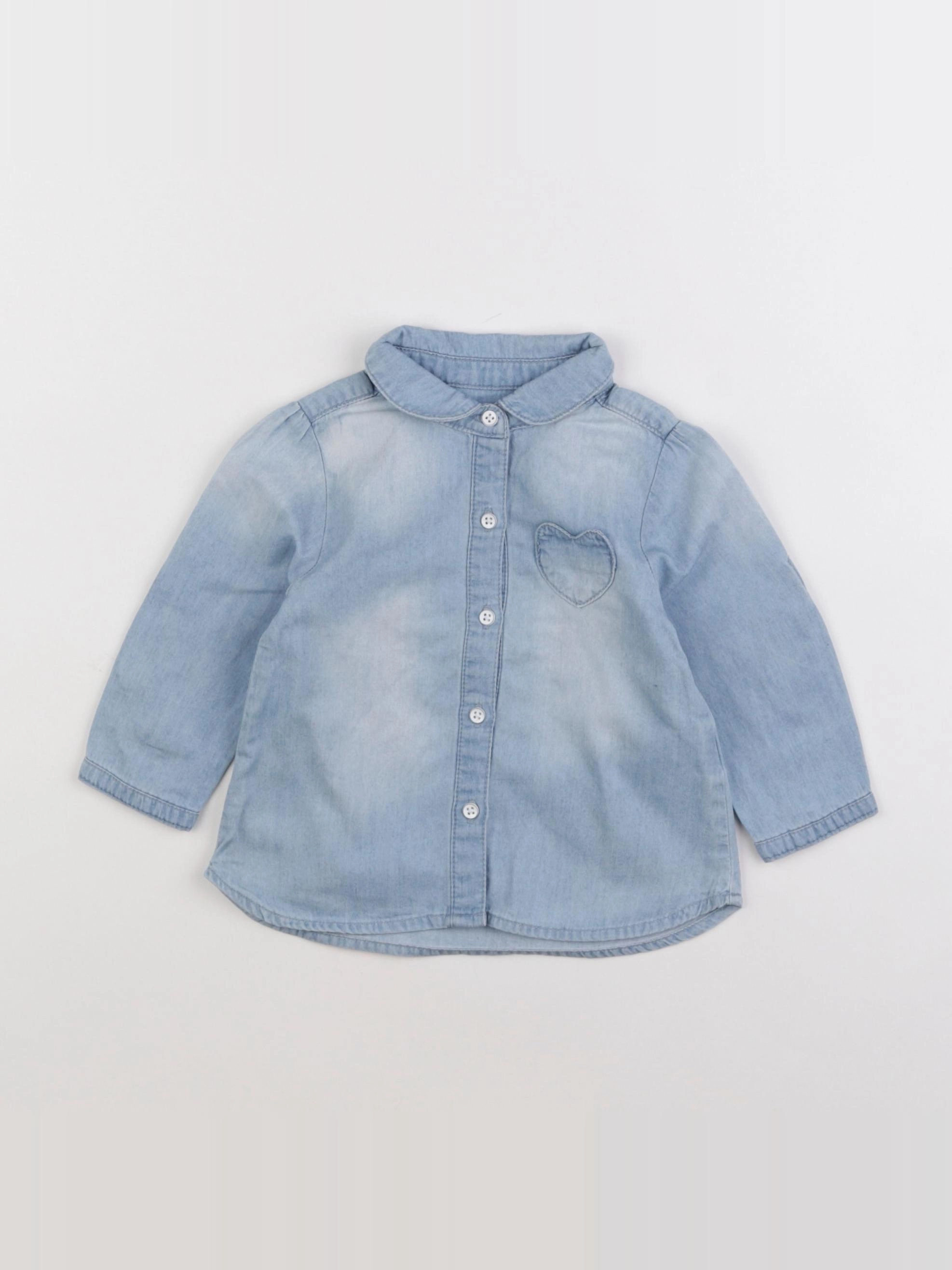 Vertbaudet - chemise bleu - 9 mois