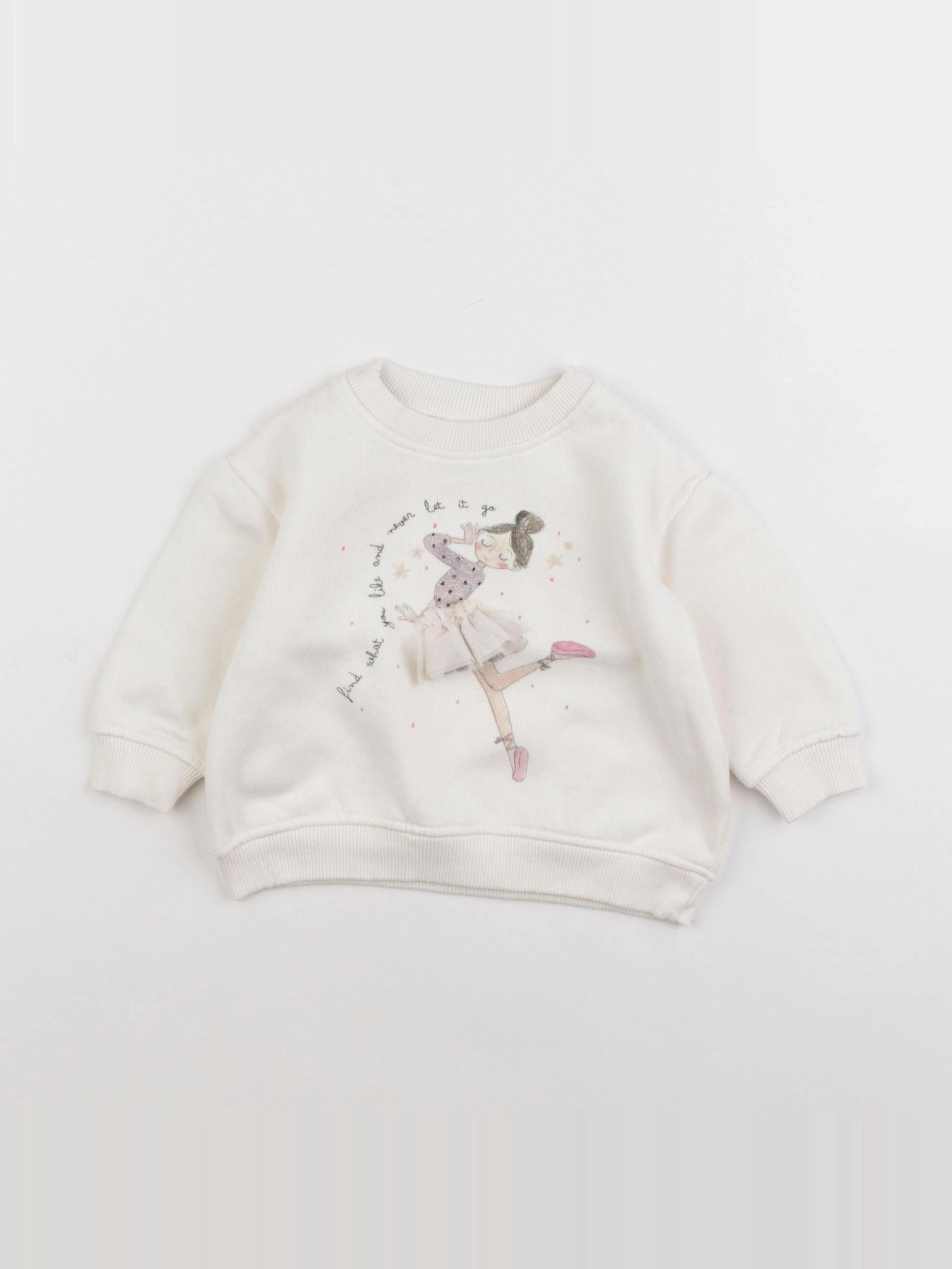 Zara - sweat beige - 6/9 mois
