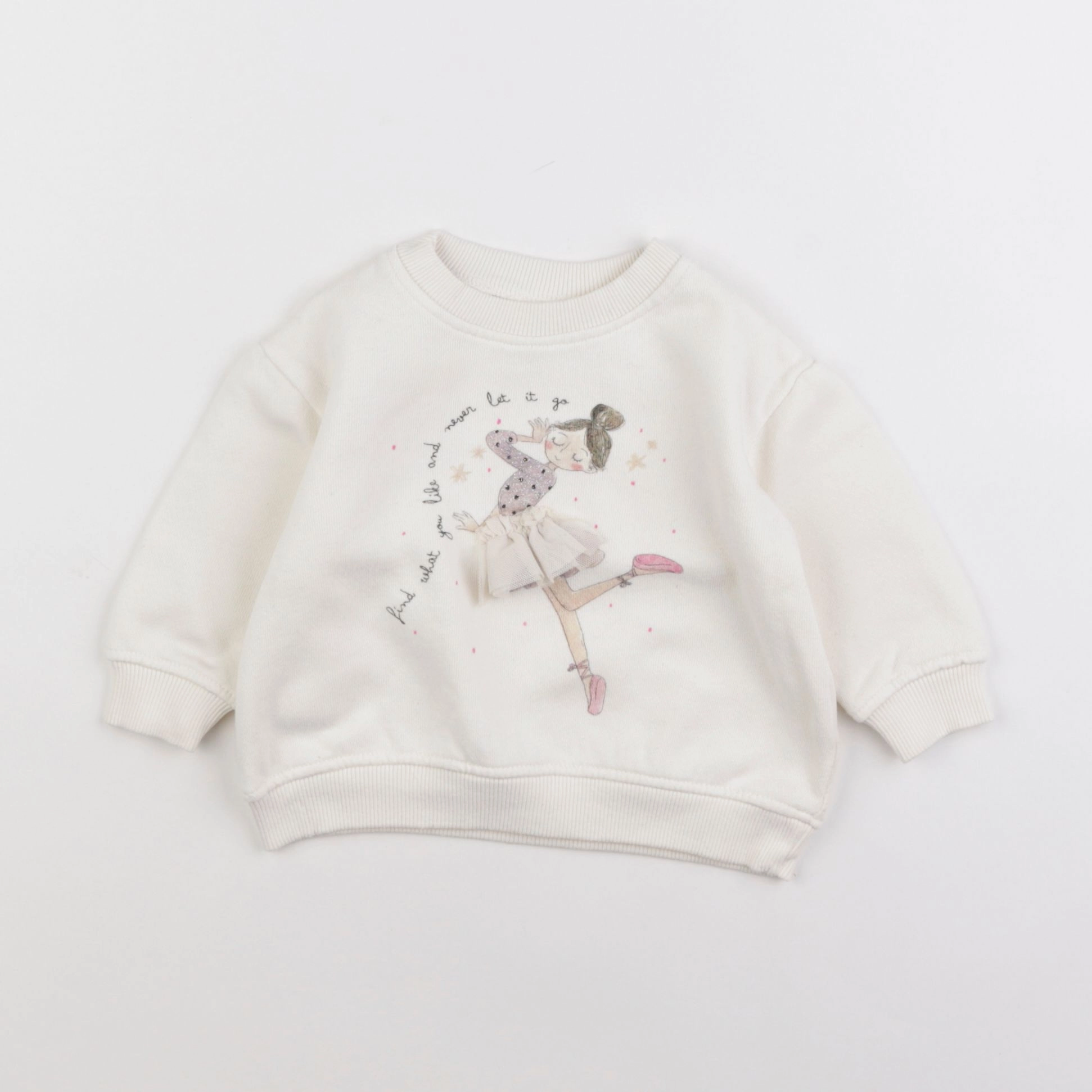 Zara - sweat beige - 6/9 mois