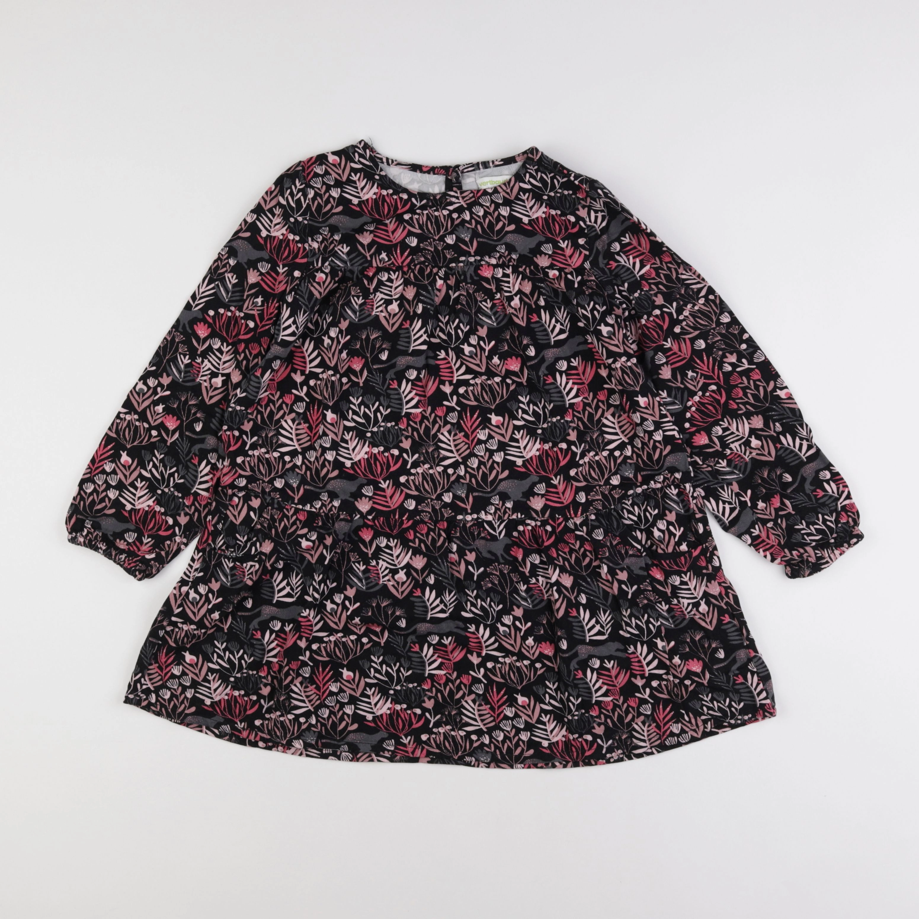 Vertbaudet - robe noir, rose - 8 ans