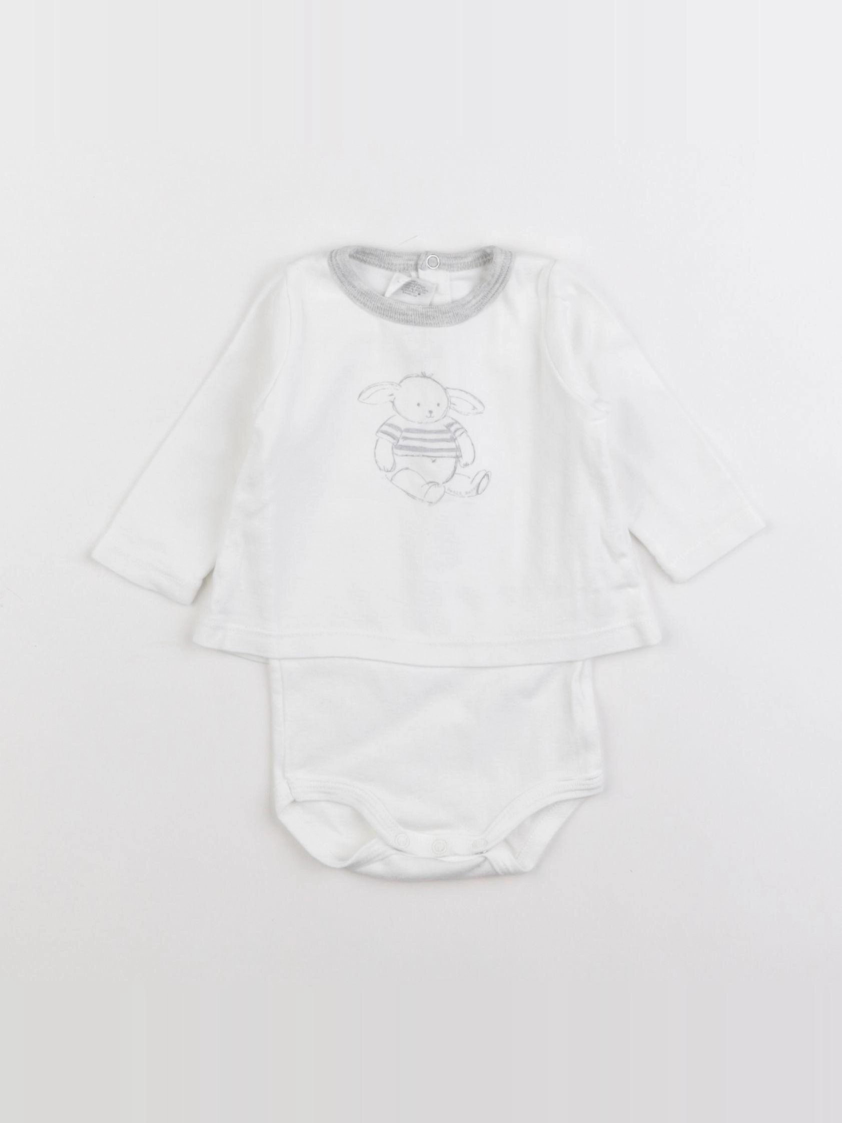 Petit Bateau - body tee-shirt blanc - 3 mois
