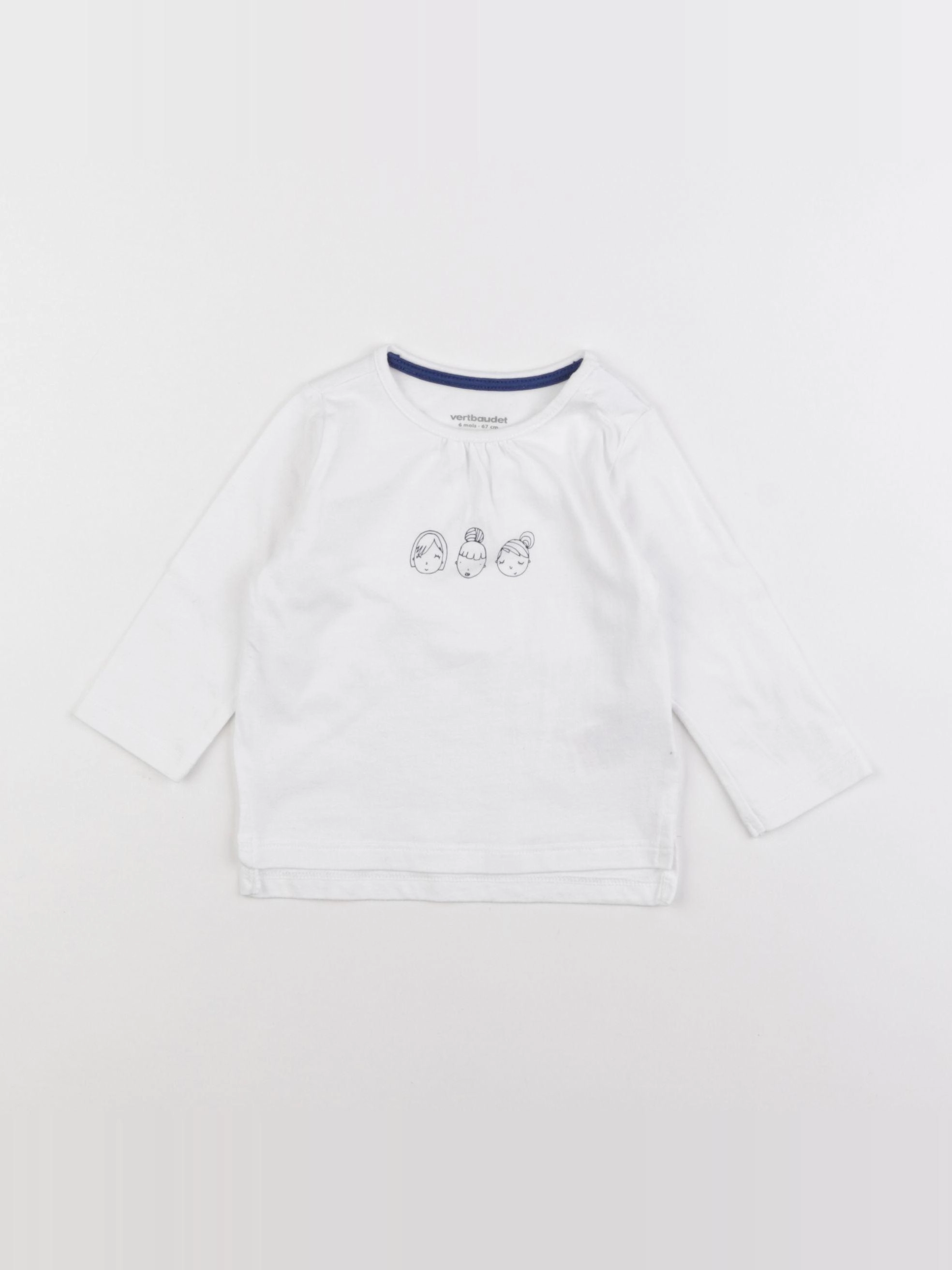 Vertbaudet - tee-shirt blanc - 6 mois