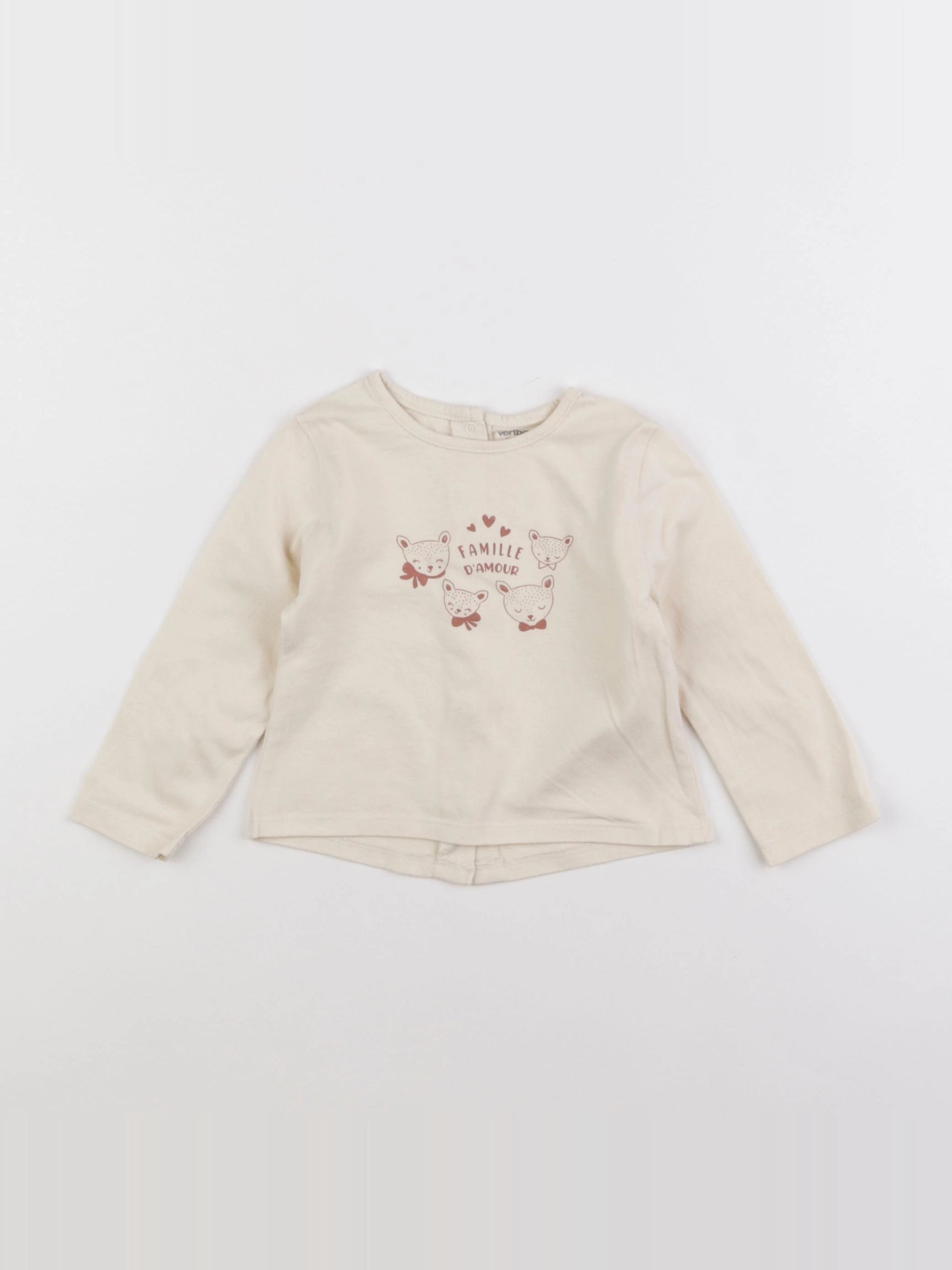 Vertbaudet - tee-shirt beige - 9 mois