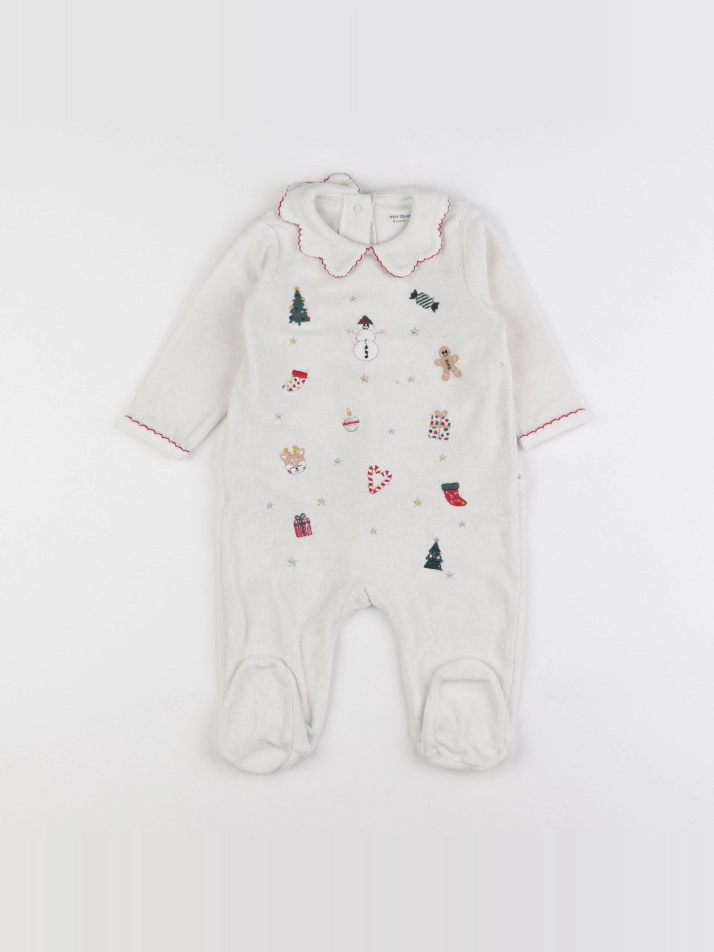 Vertbaudet - pyjama velours blanc - 6 mois