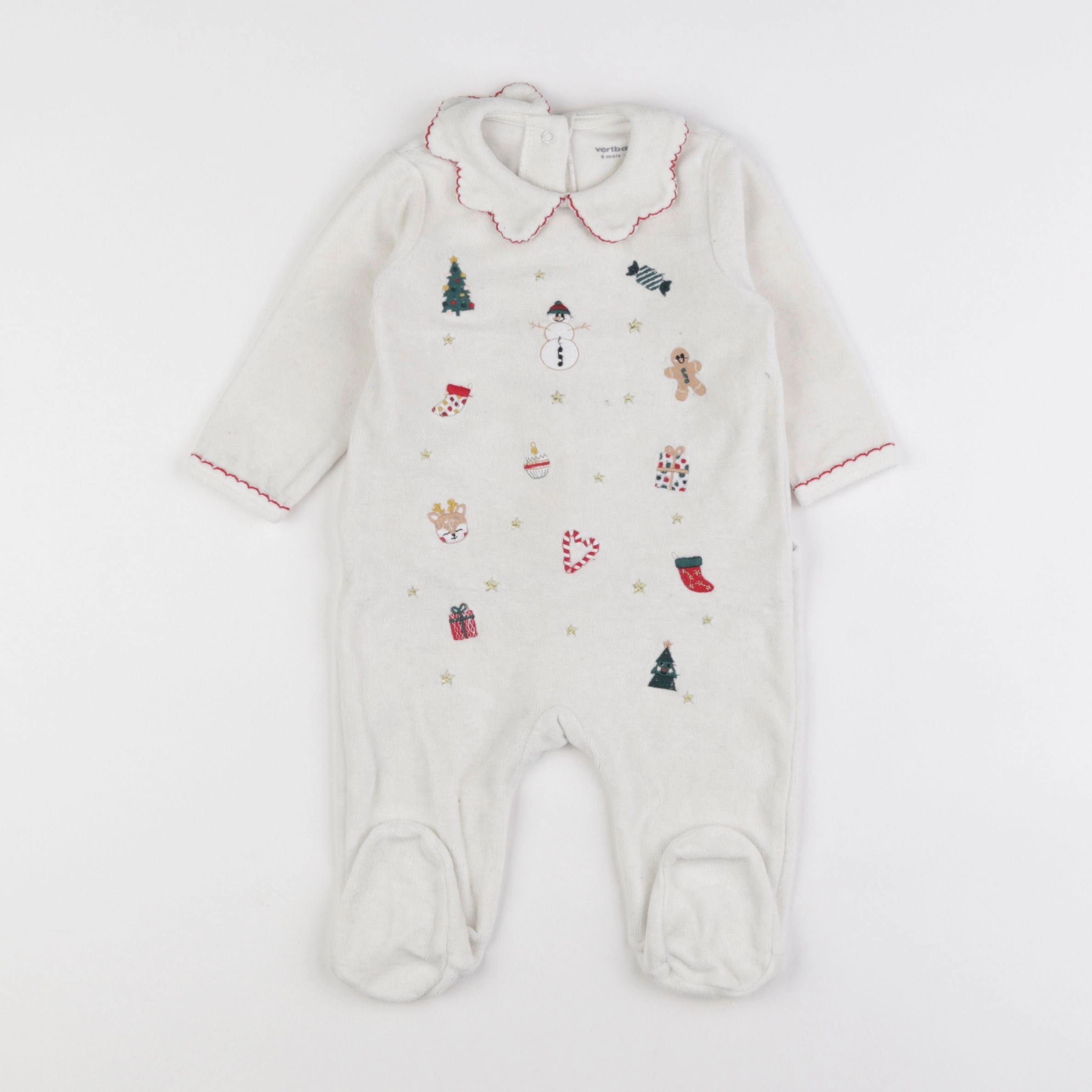 Vertbaudet - pyjama velours blanc - 6 mois