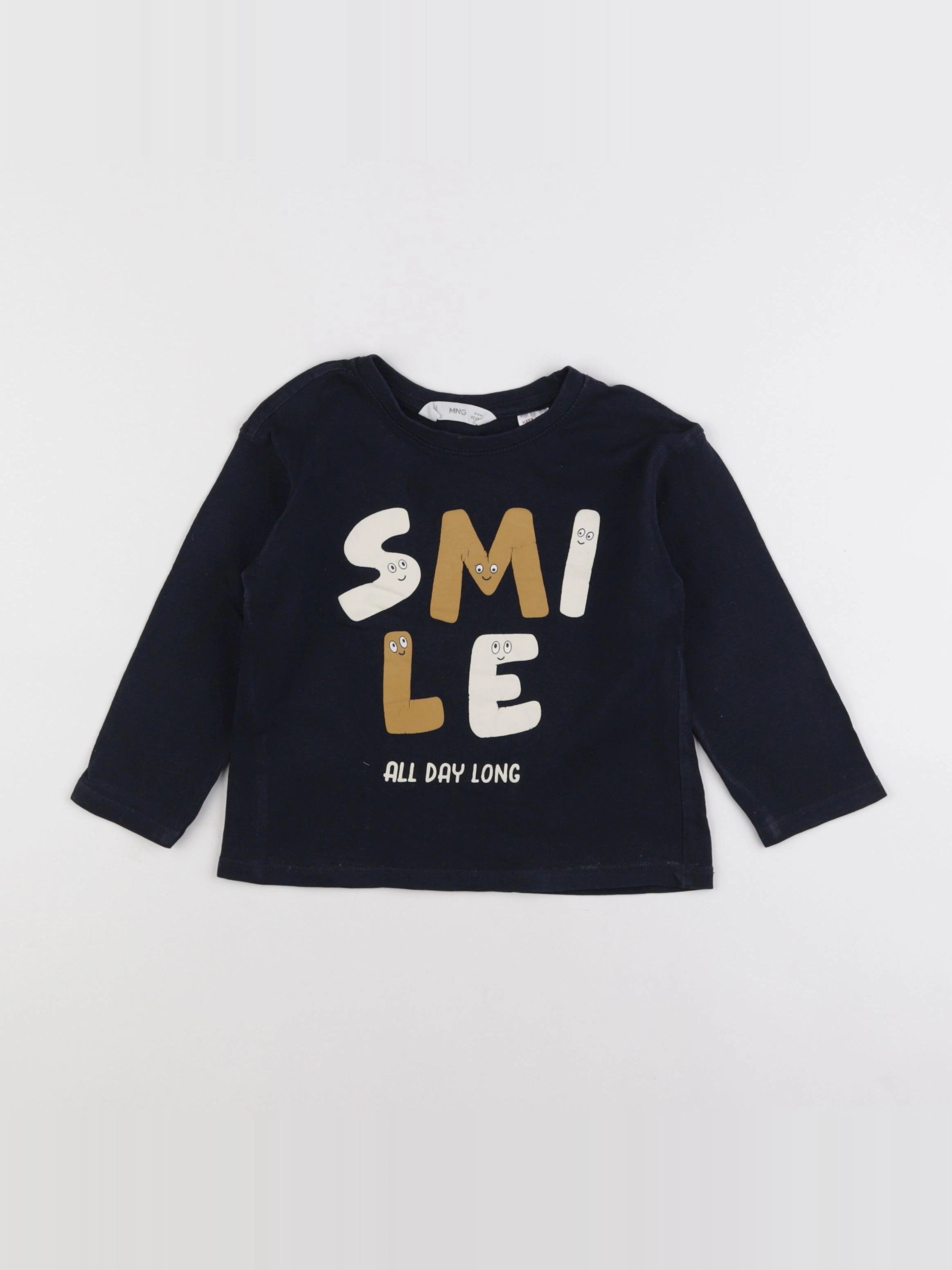 Mango - tee-shirt bleu - 18 mois à 2 ans