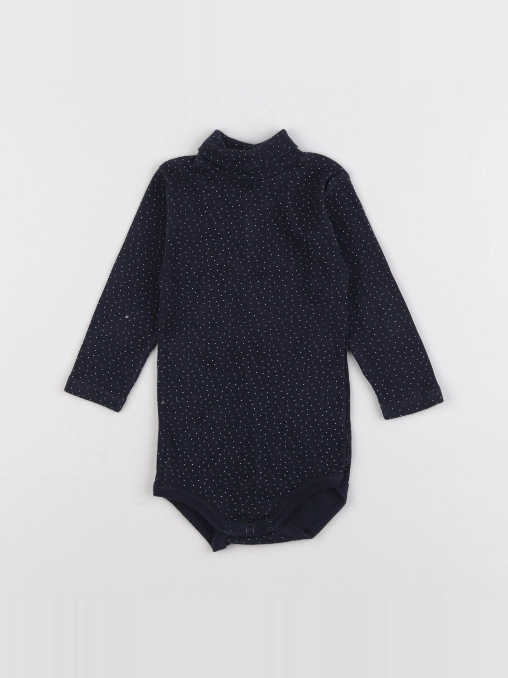 Petit Bateau - body à col bleu - 6 mois