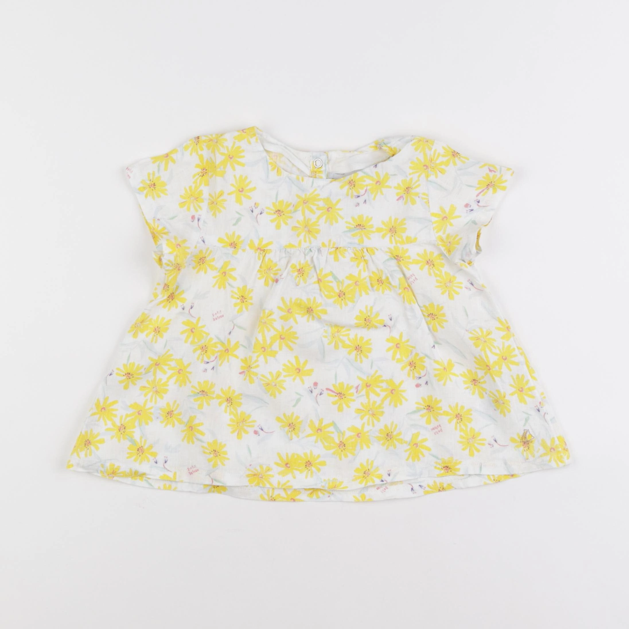 Petit Bateau - blouse blanc, jaune - 2 ans