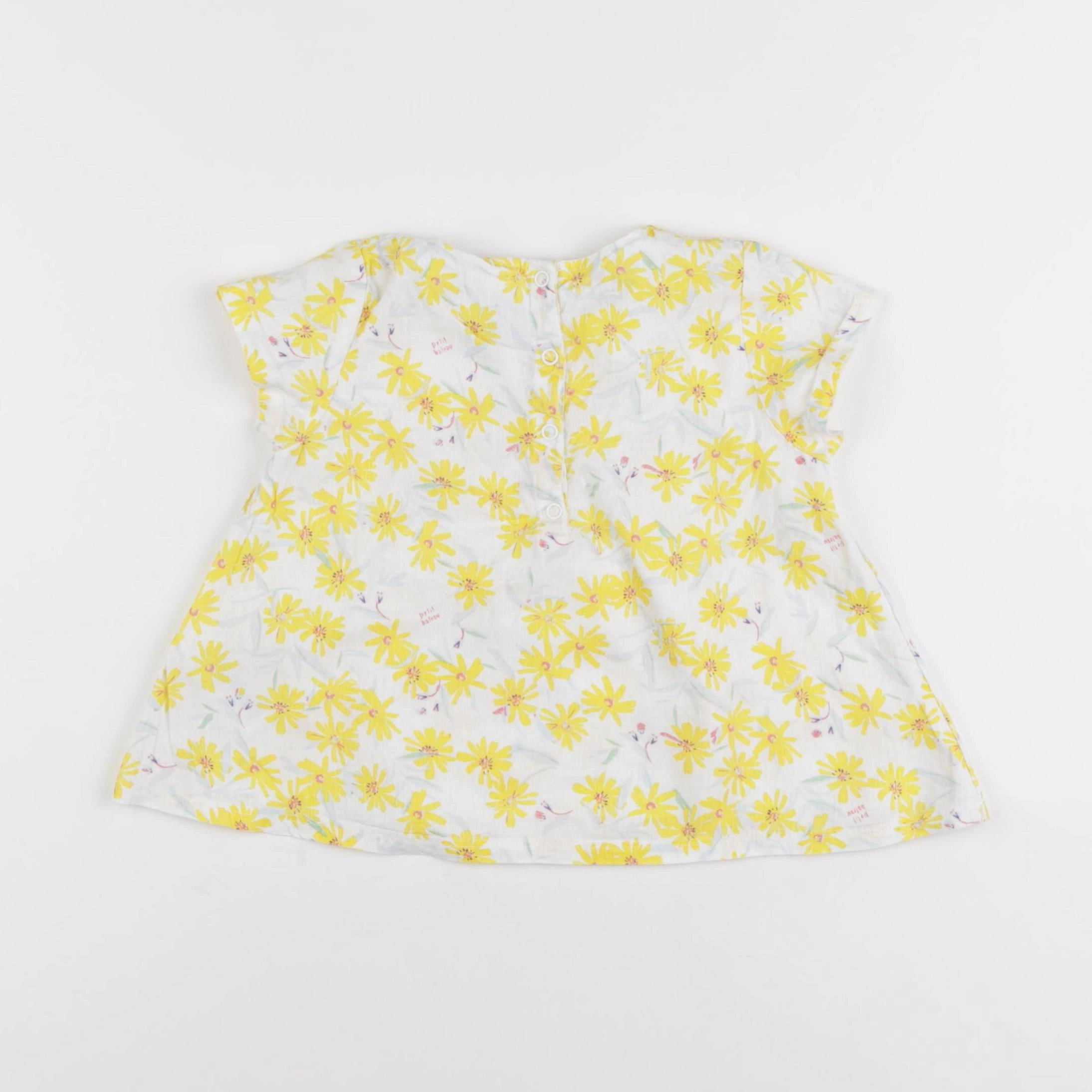Petit Bateau - blouse blanc, jaune - 2 ans