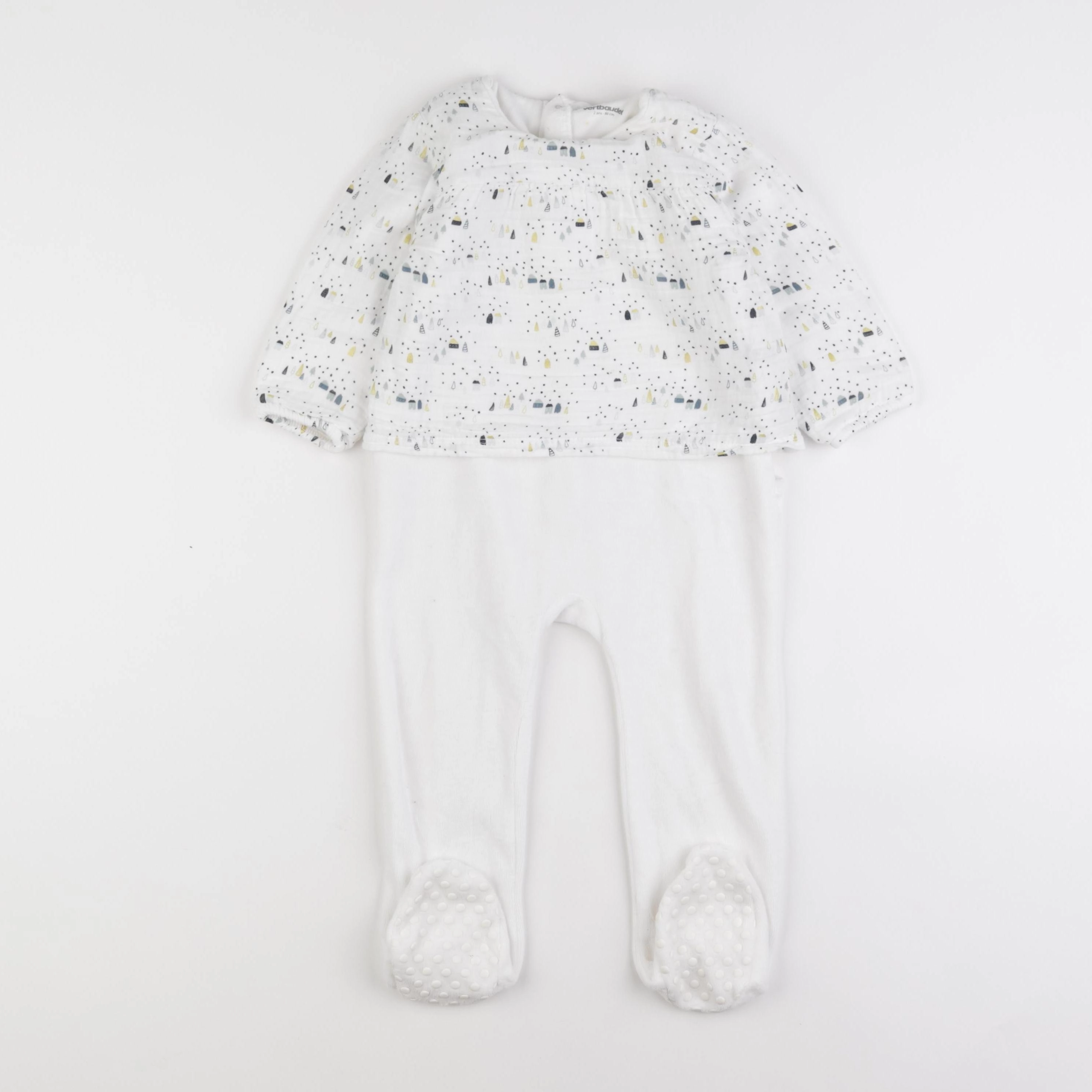 Vertbaudet - pyjama velours blanc - 2 ans
