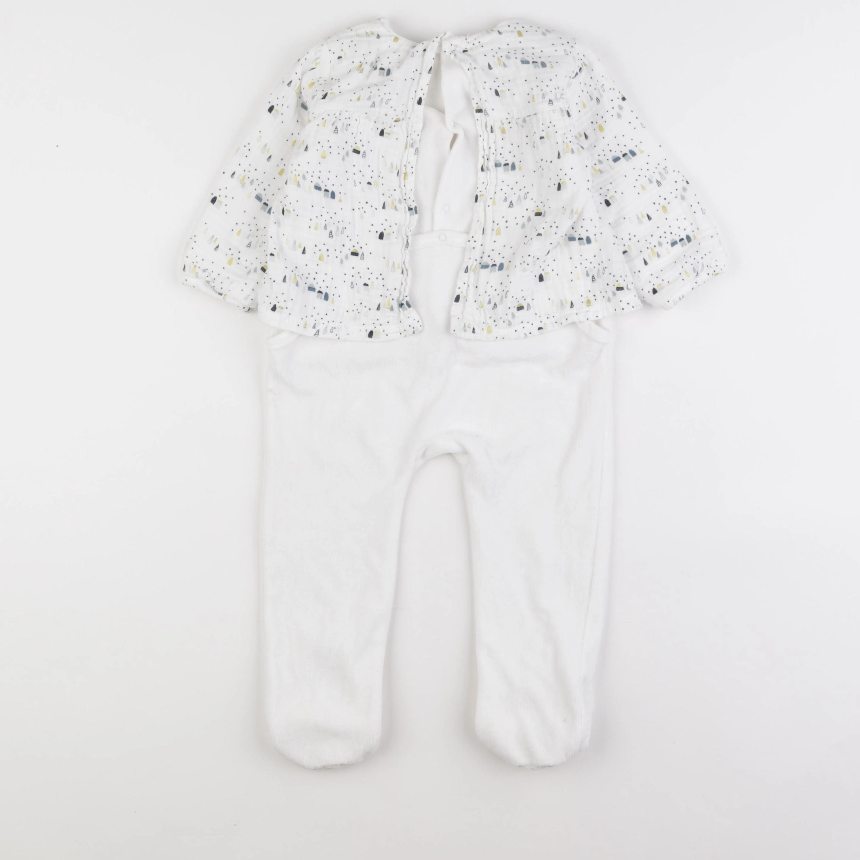Vertbaudet - pyjama velours blanc - 2 ans