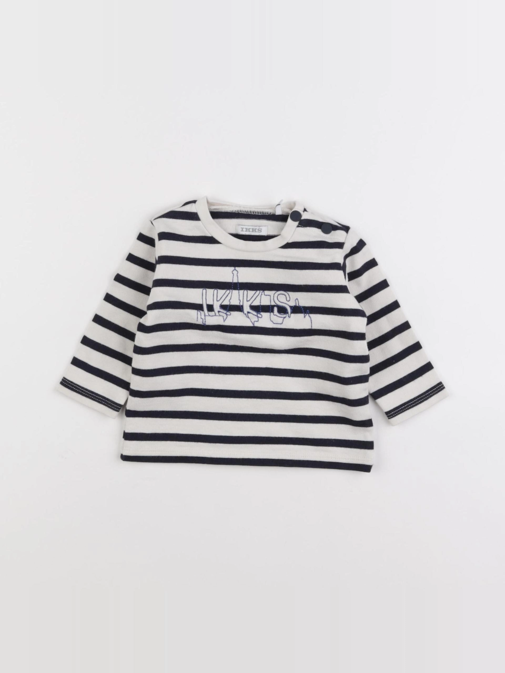 IKKS - tee-shirt bleu, blanc - 6 mois