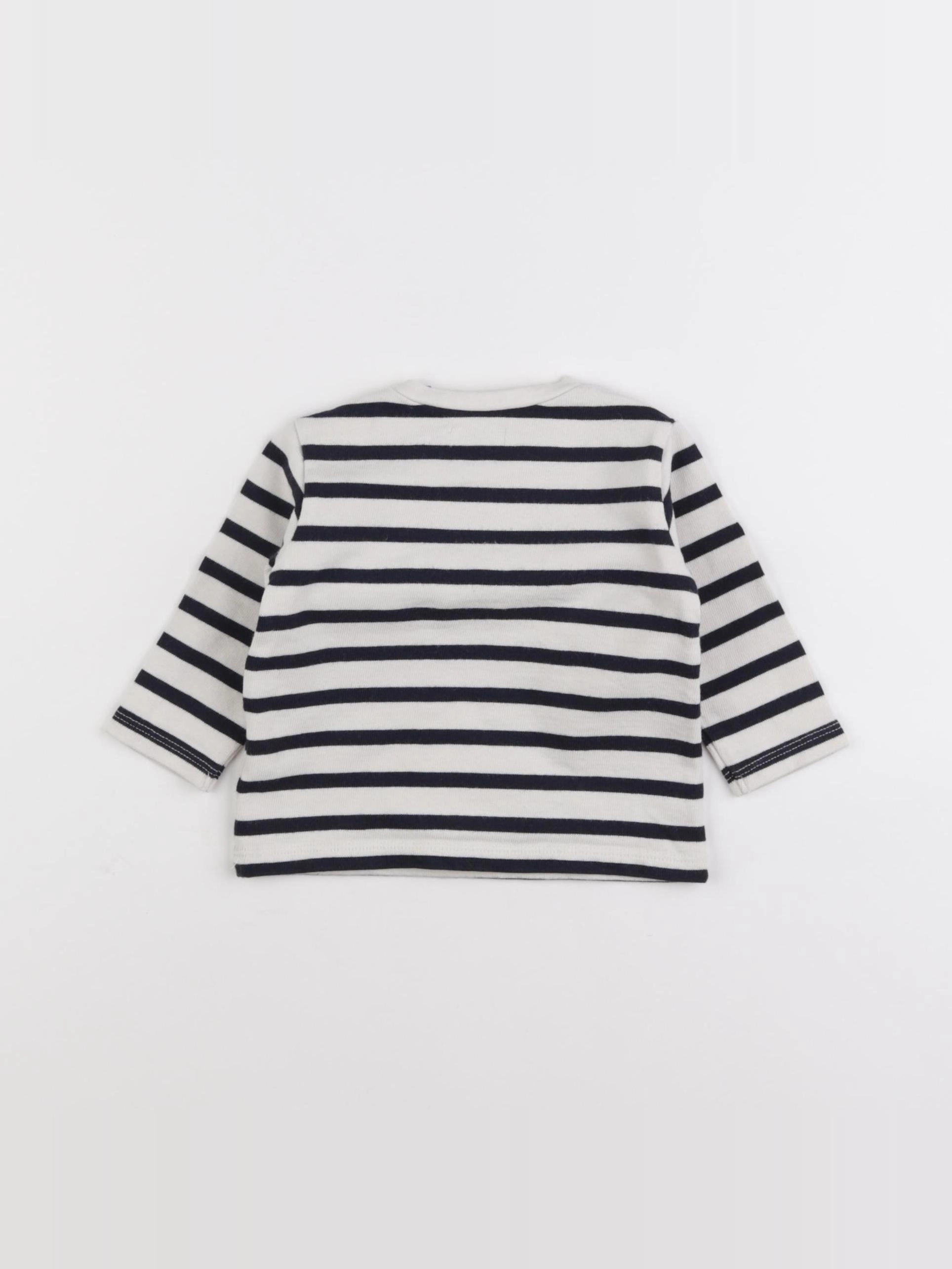 IKKS - tee-shirt bleu, blanc - 6 mois