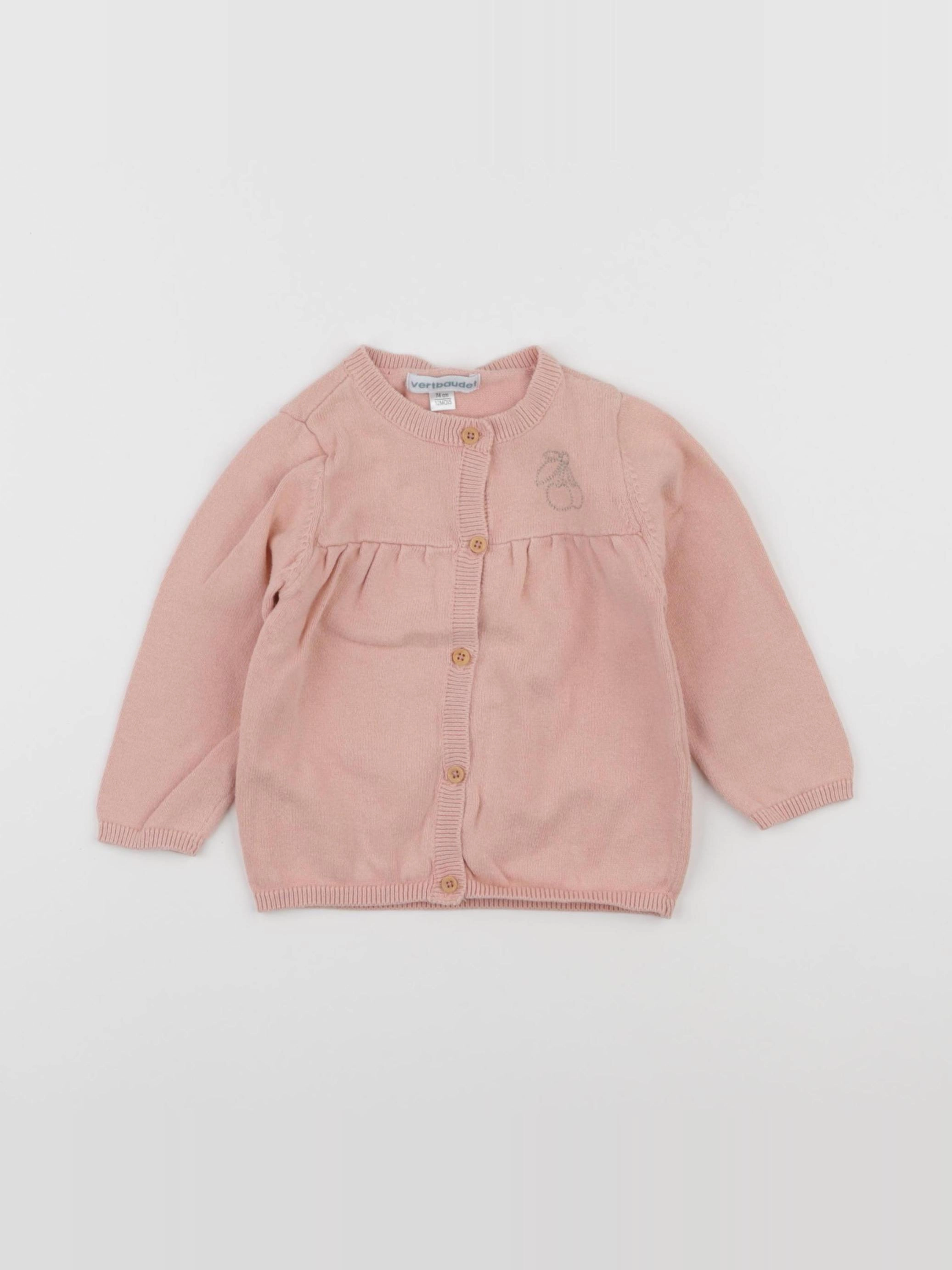 Vertbaudet - gilet rose - 12 mois
