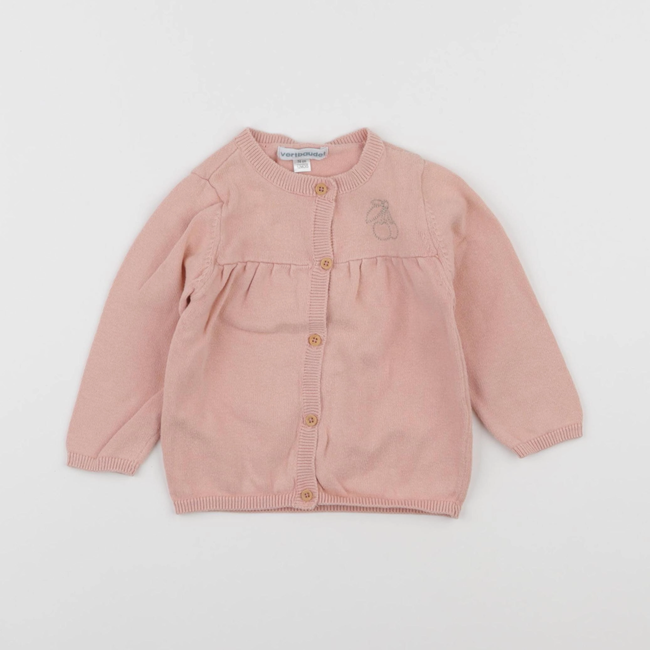 Vertbaudet - gilet rose - 12 mois