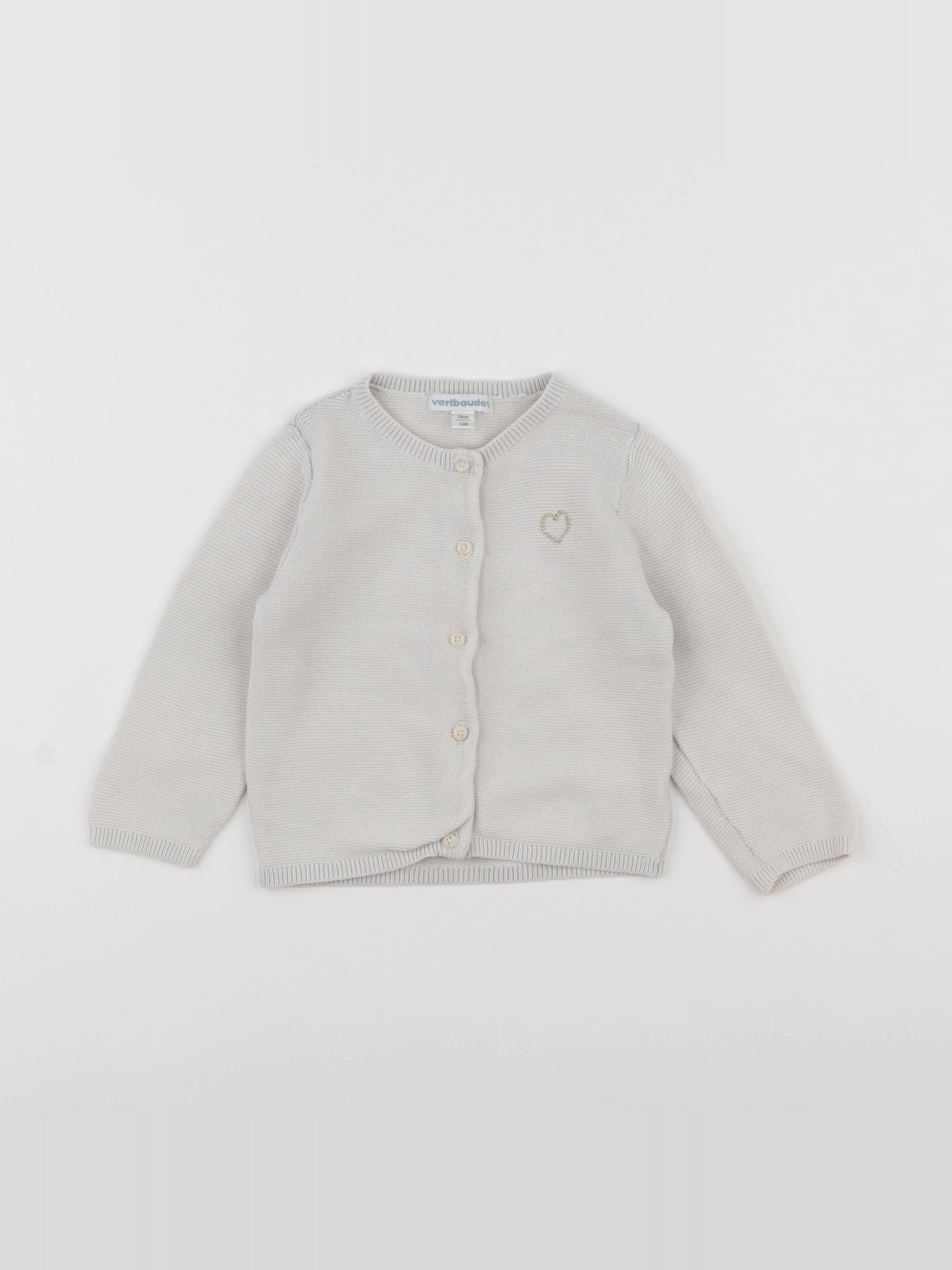 Vertbaudet - gilet gris - 12 mois