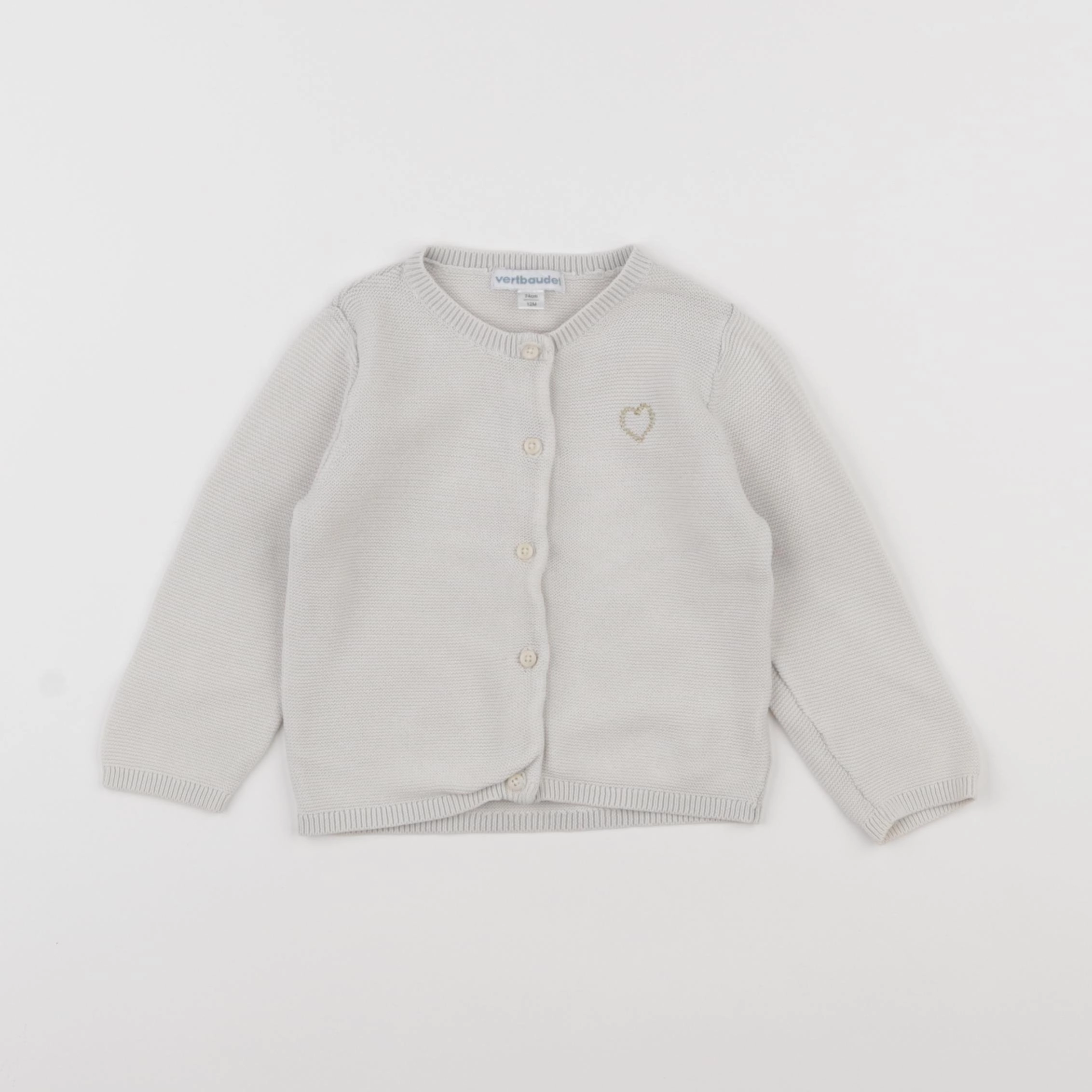 Vertbaudet - gilet gris - 12 mois