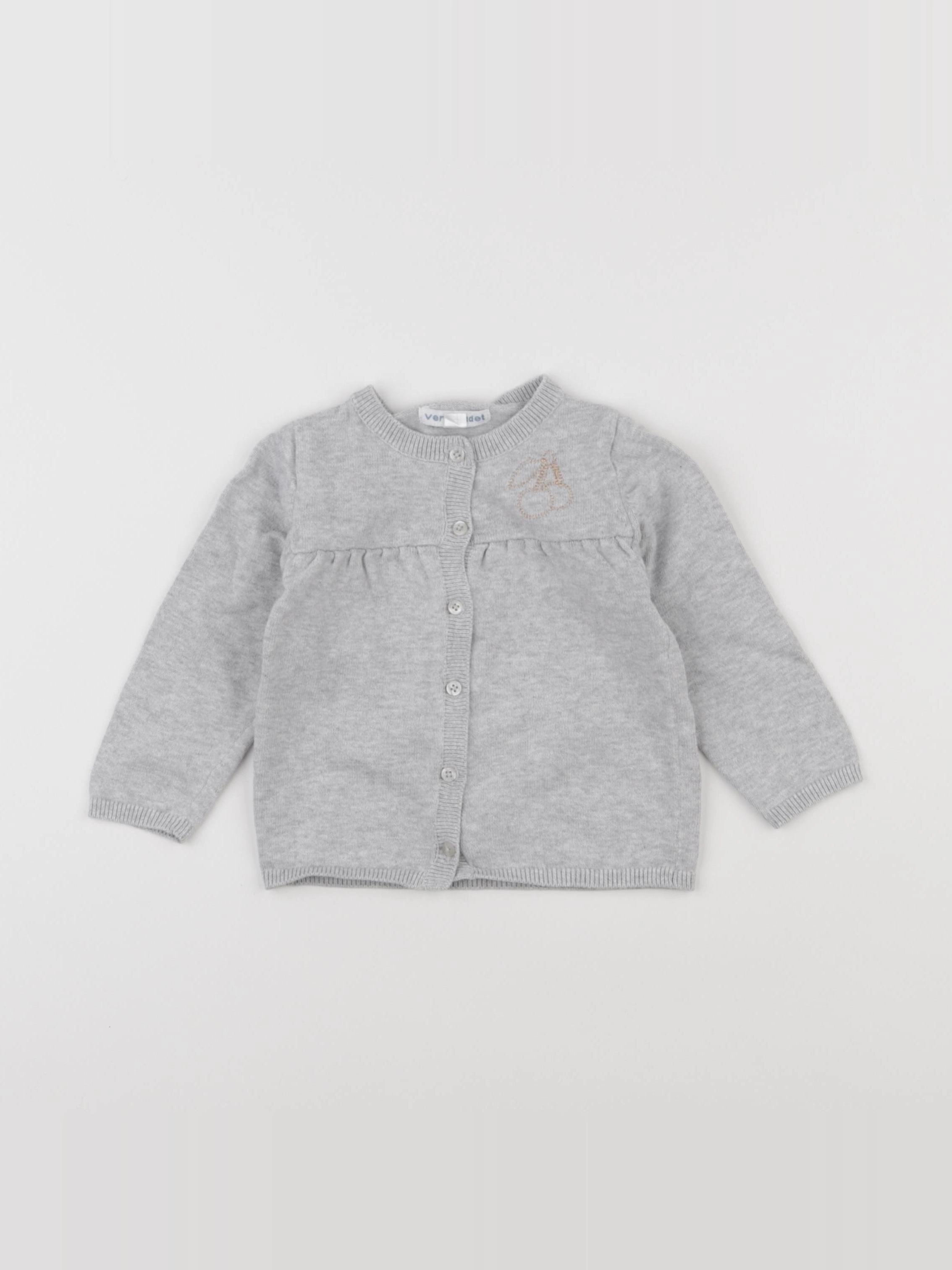 Vertbaudet - gilet gris - 12 mois
