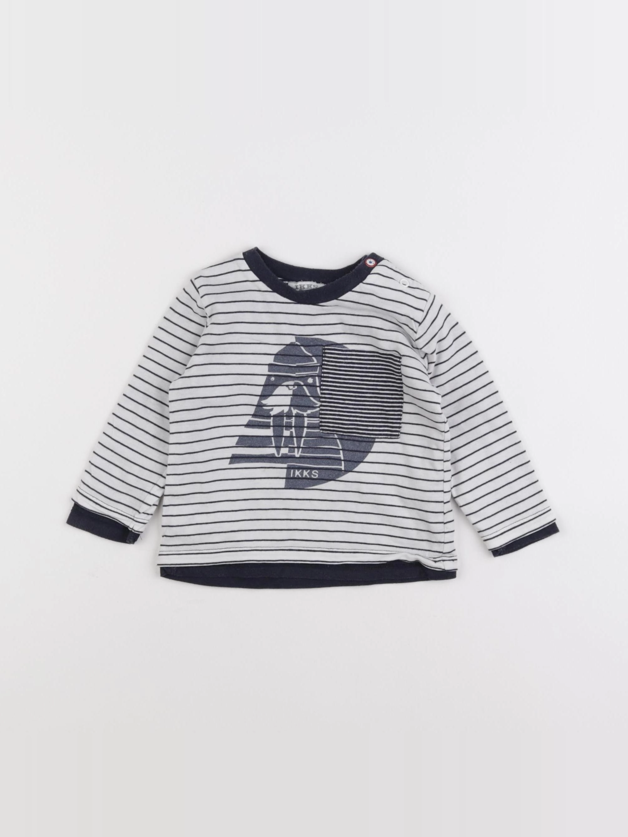 IKKS - tee-shirt bleu, blanc - 6 mois