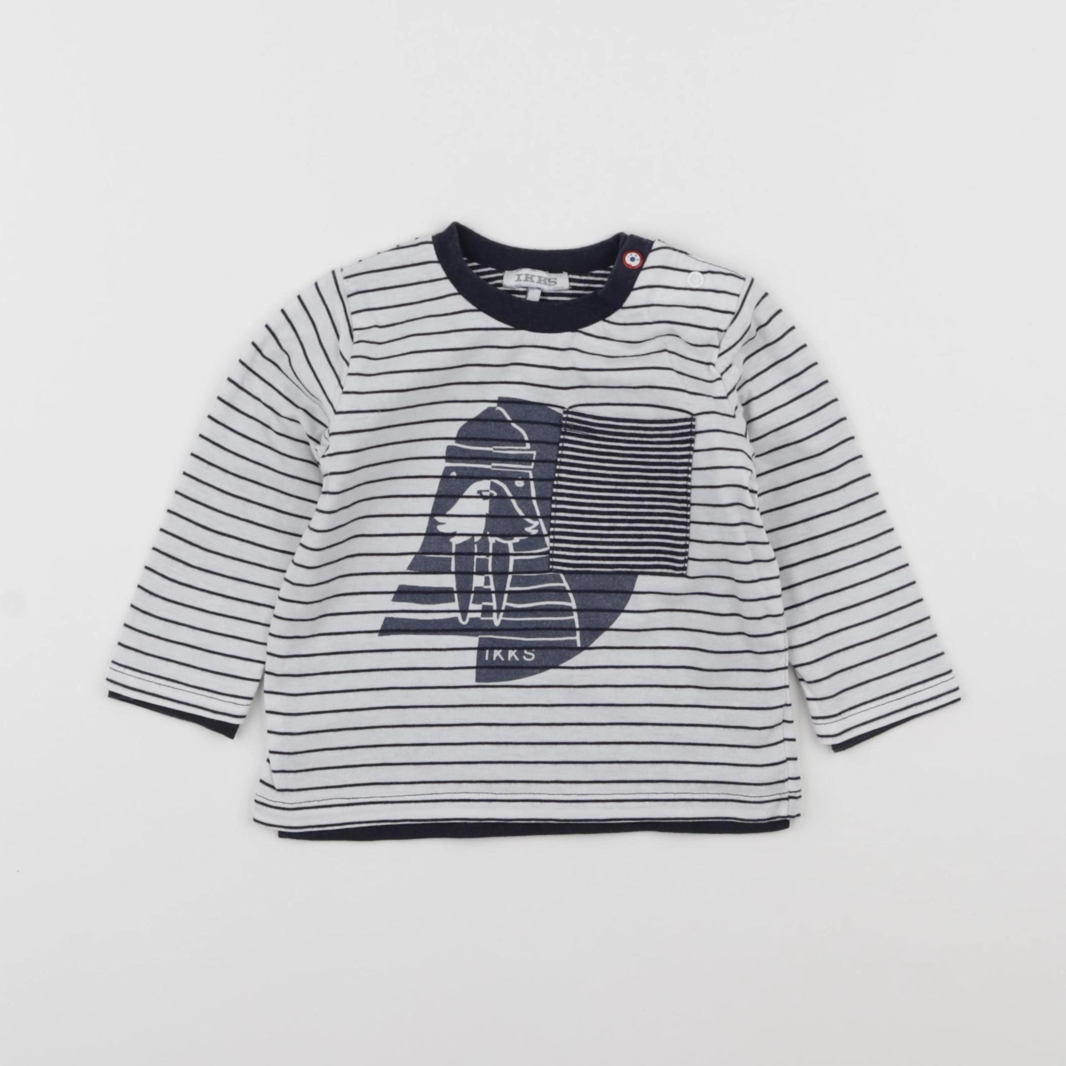 IKKS - tee-shirt blanc, bleu - 6 mois